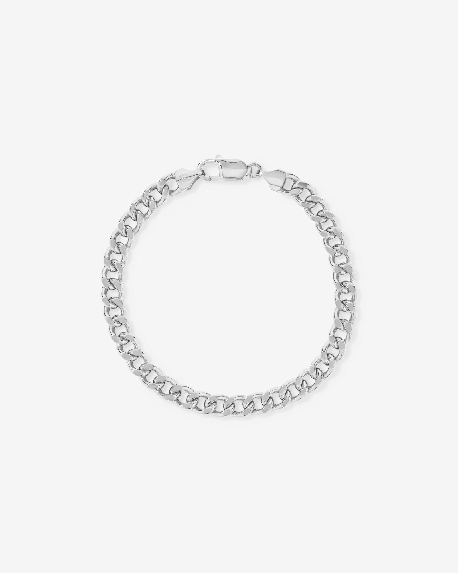21cm (22") 6.8mm Width Semi Solid Diamond Cut Curb Bracelet in 10kt White Gold