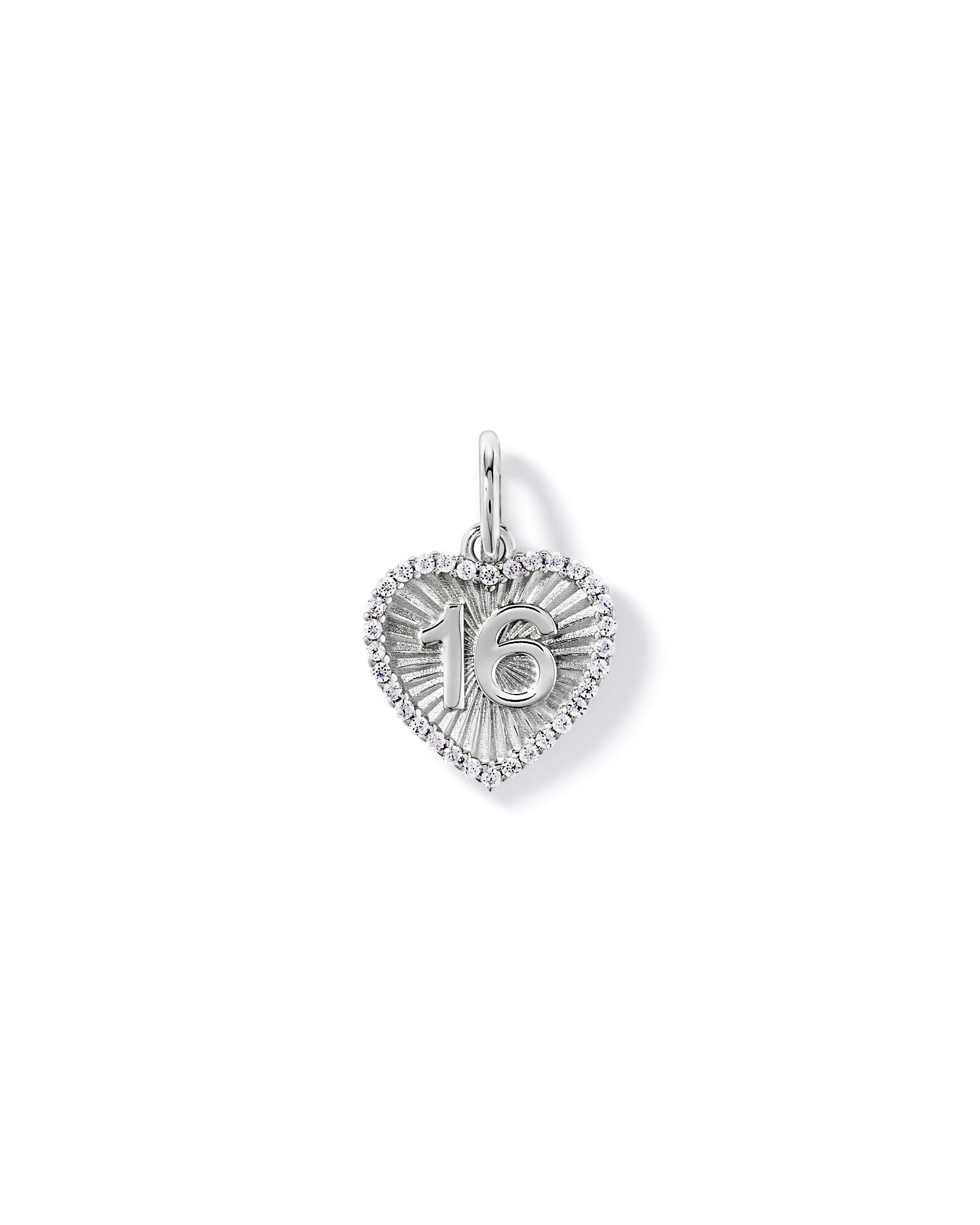16 Sunray Heart Pendant with Cubic Zirconia in Sterling Silver