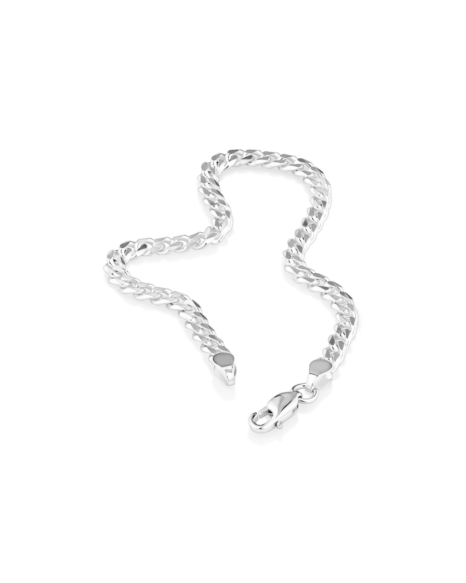 19cm (7&rdquo;) 4.3mm Width Curb Bracelet in Sterling Silver