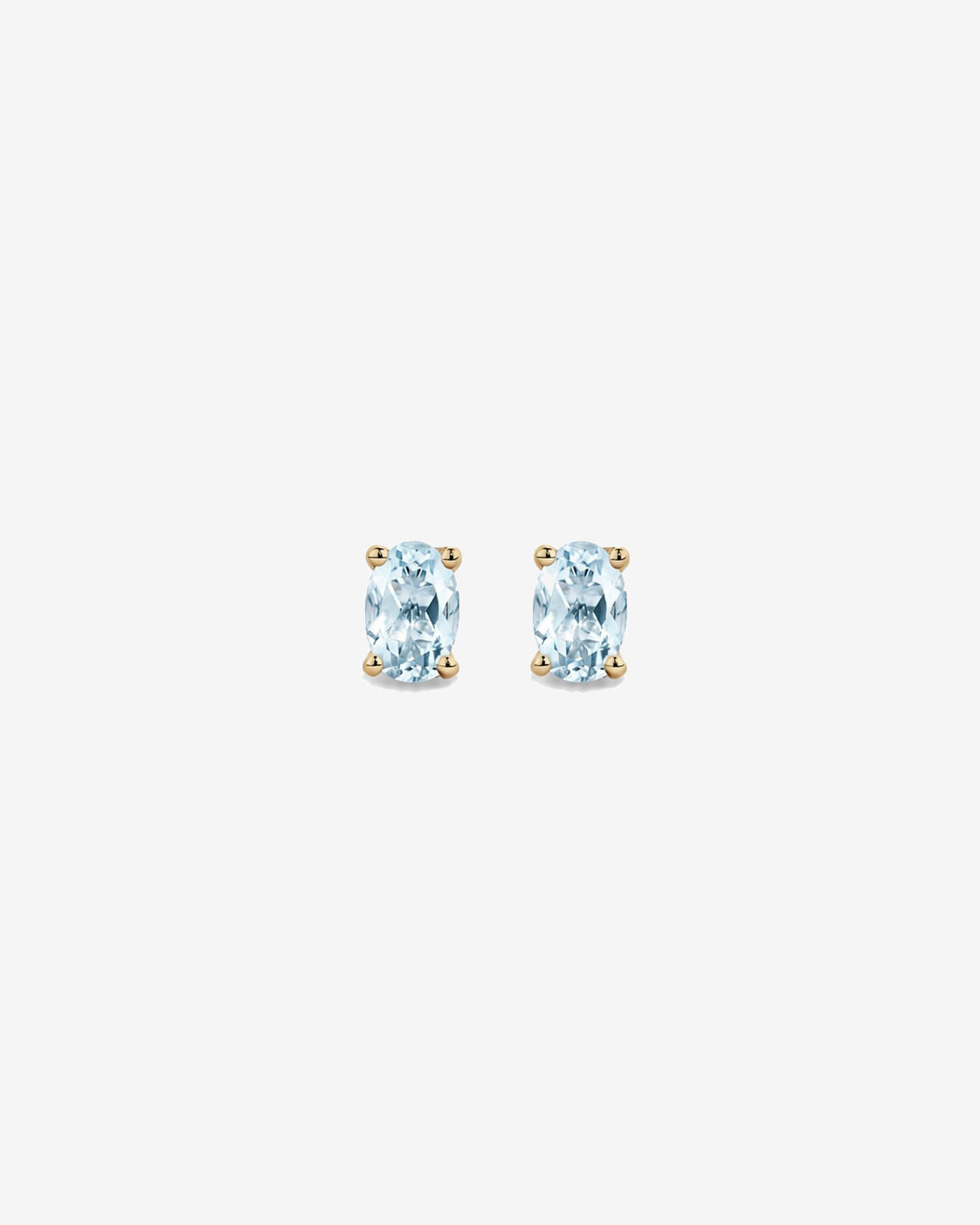 Boucles d'oreilles puces ovales Aigue-marine en or jaune 10 ct