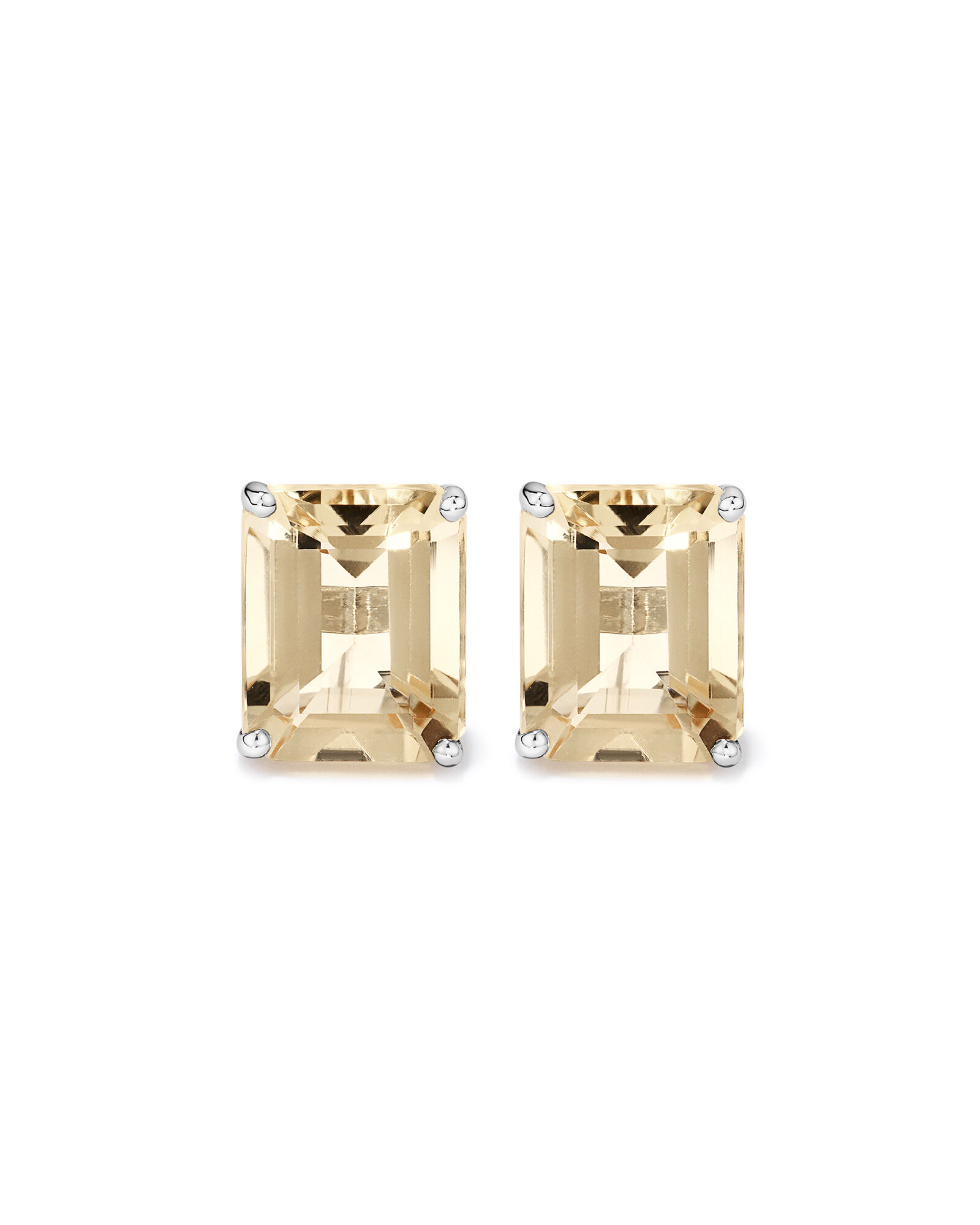 Boucles d&rsquo;oreilles Champagne Solitaire Solitaire Citrine coupe &eacute;meraude en argent sterling