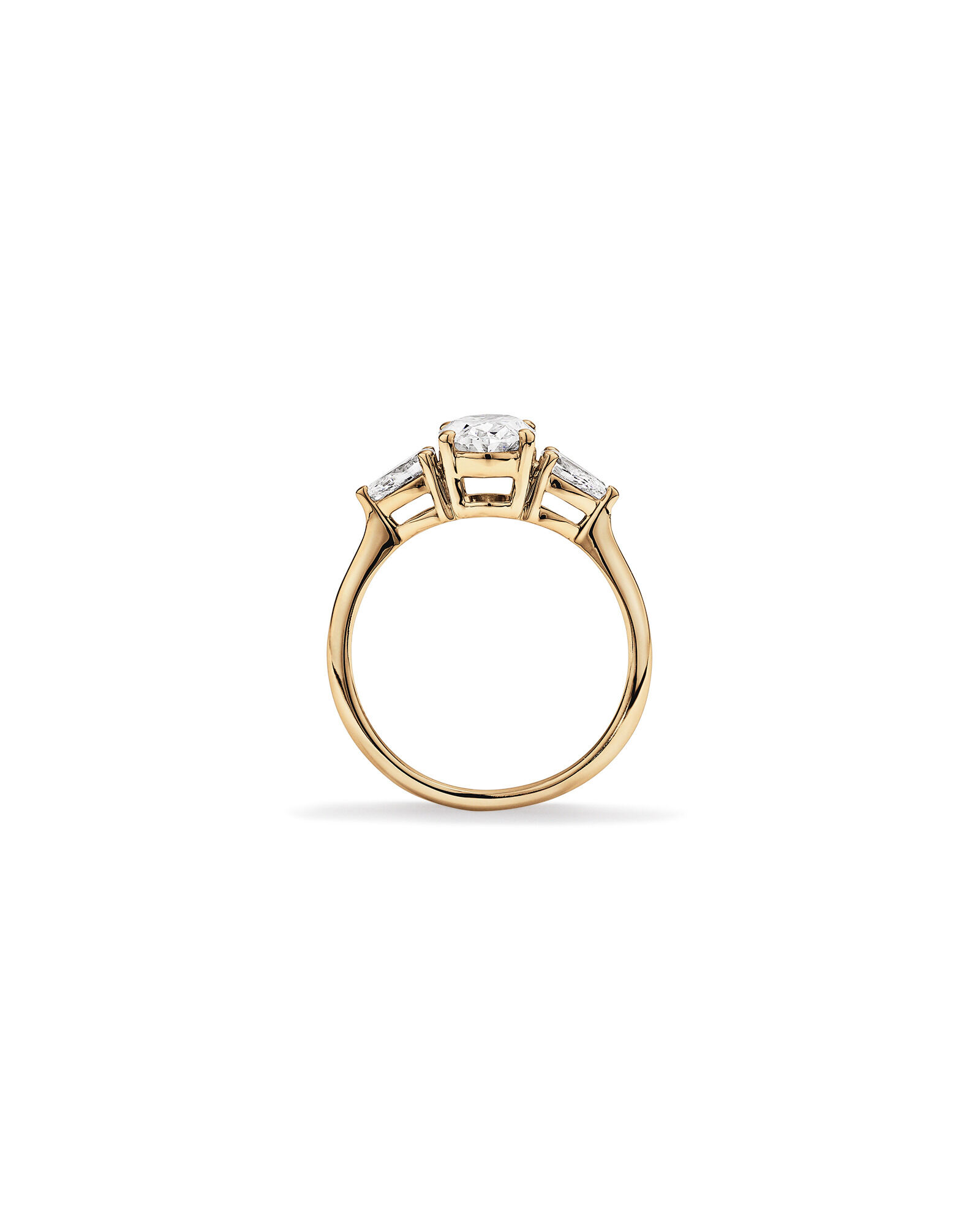 1.65 Carat TW Three Stone Oval and Pear Shaped Laboratory-Grown Diamond Engagement Ring in 14kt Yellow Gold
