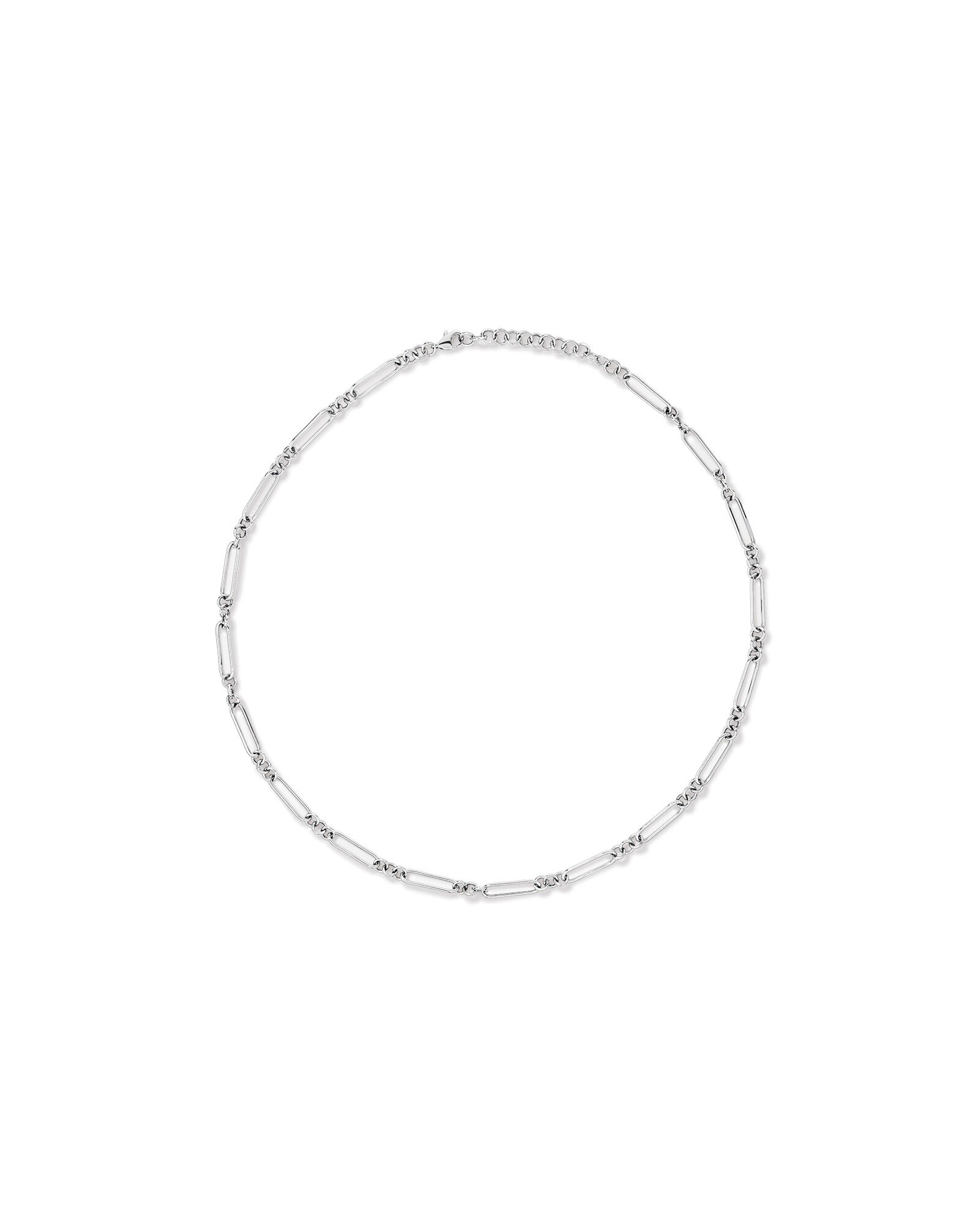 50cm (20") 3.5mm Width Paperclip 3 and 1 Alternating Chain Necklace in Sterling Silver