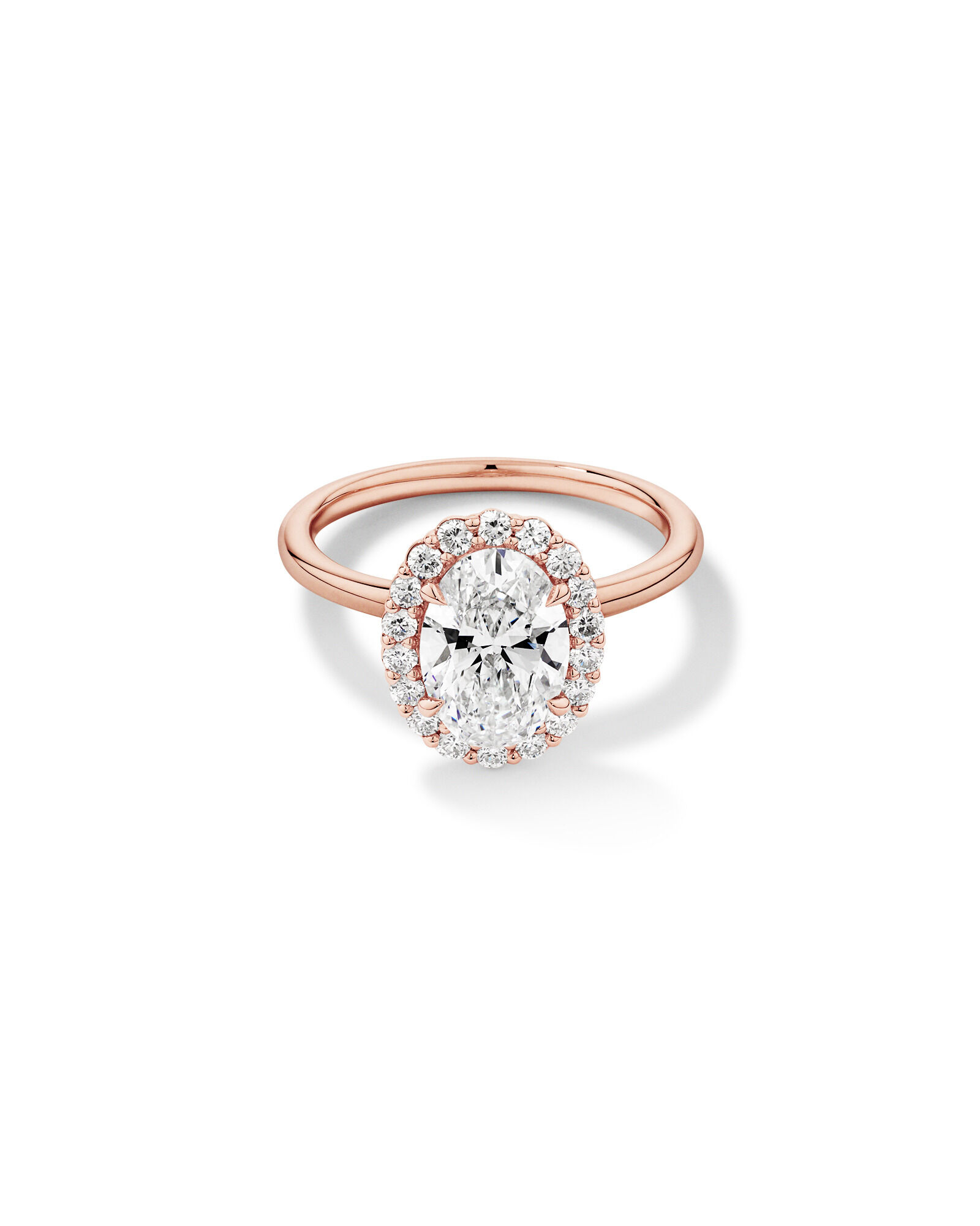 2.34 Carat TW Oval Cut Laboratory-Grown Diamond Halo Engagement Ring in 14kt Rose Gold