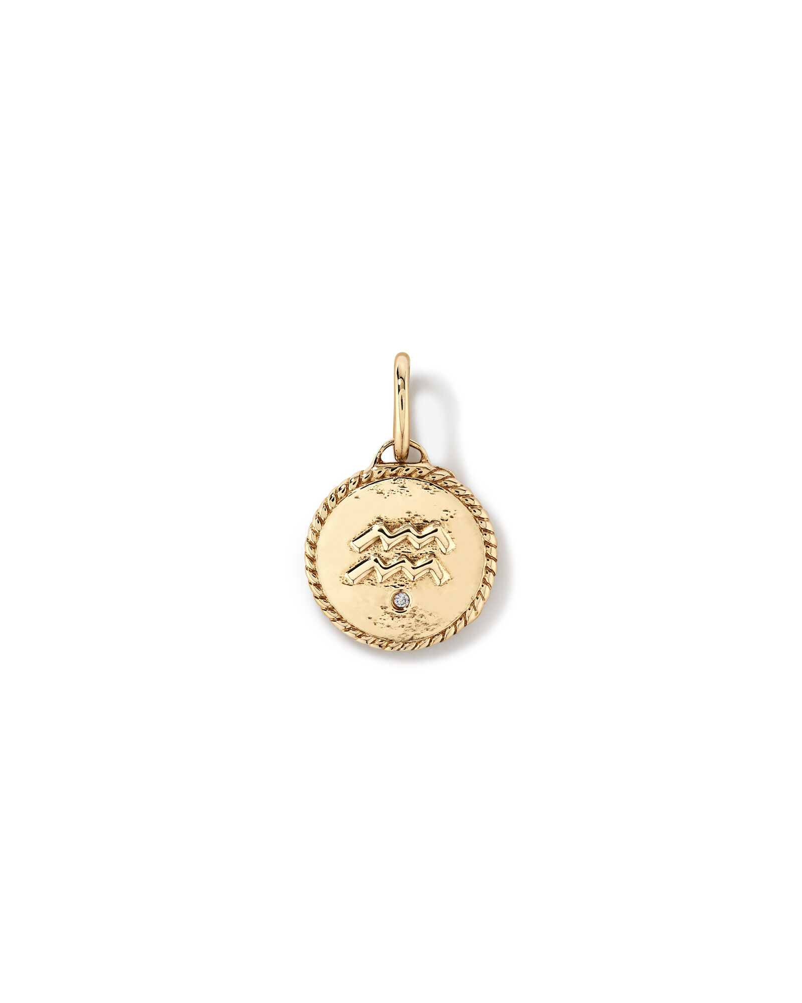 Diamond Accent Aquarius Zodiac Pendant in 10kt Yellow Gold