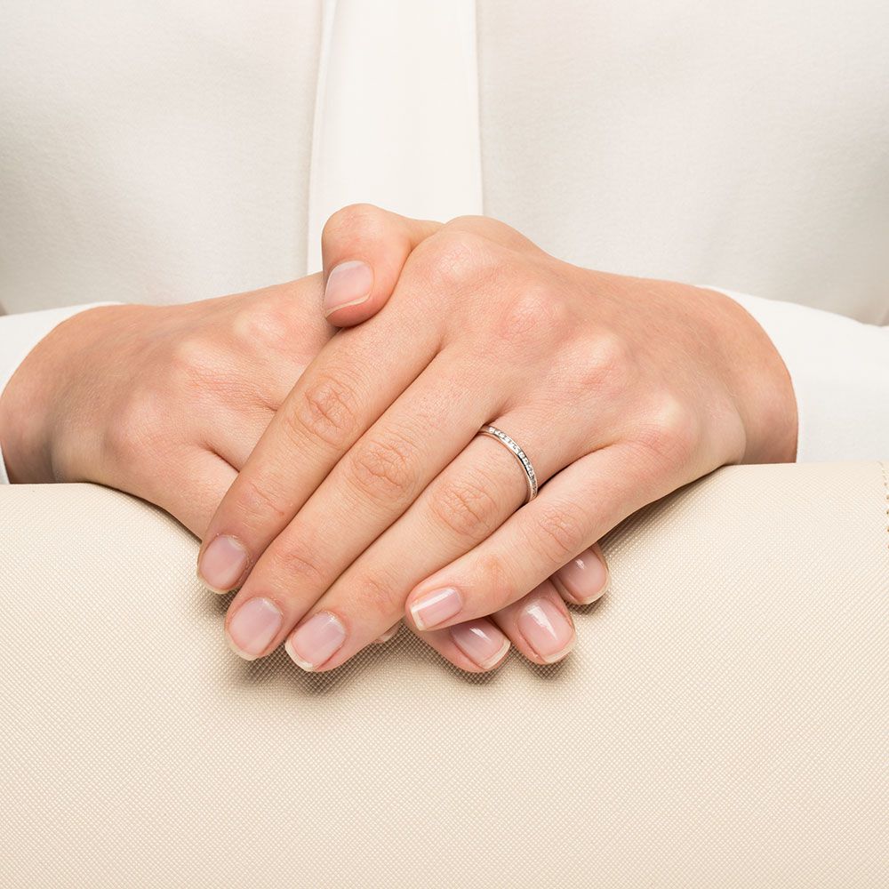 0.15 Carat TW Channel Set Diamond Wedding Ring in 14kt White Gold