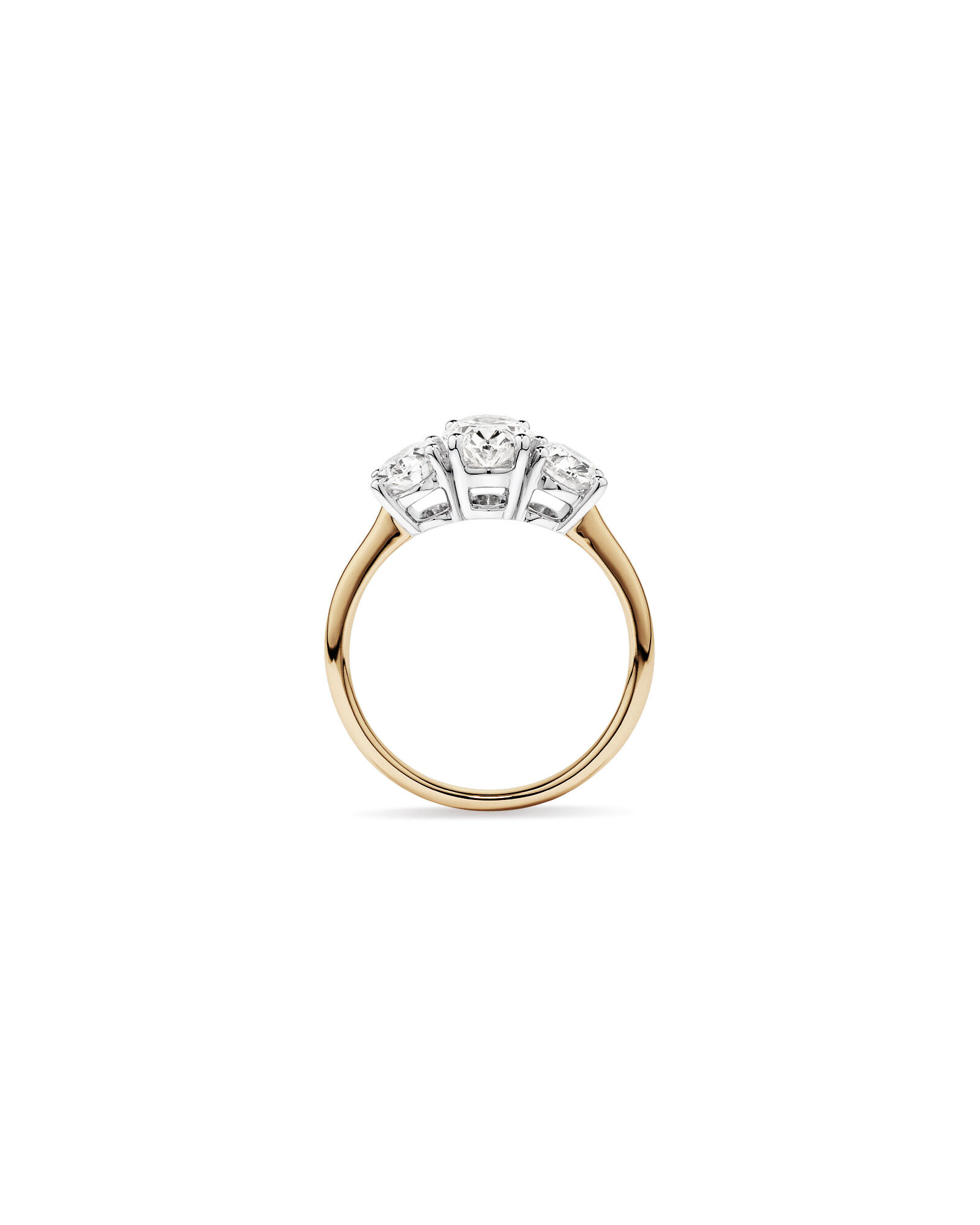 2 Carat Three Stone Oval Laboratory-Grown Diamond Engagement Ring In 14kt Yellow and White Gold