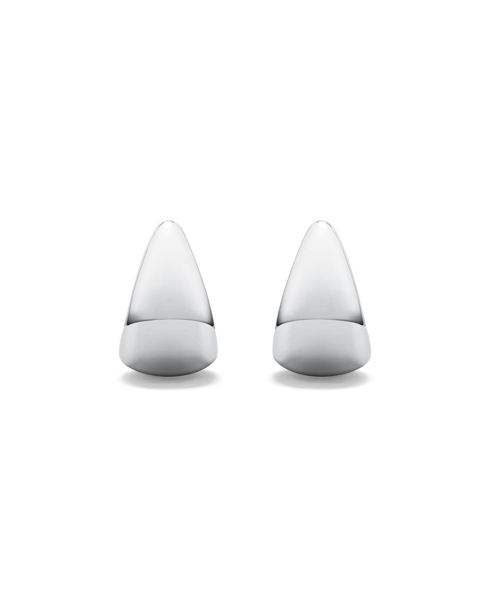 Polished Small Half Hoop Dome Stud Earrings in Sterling Silver