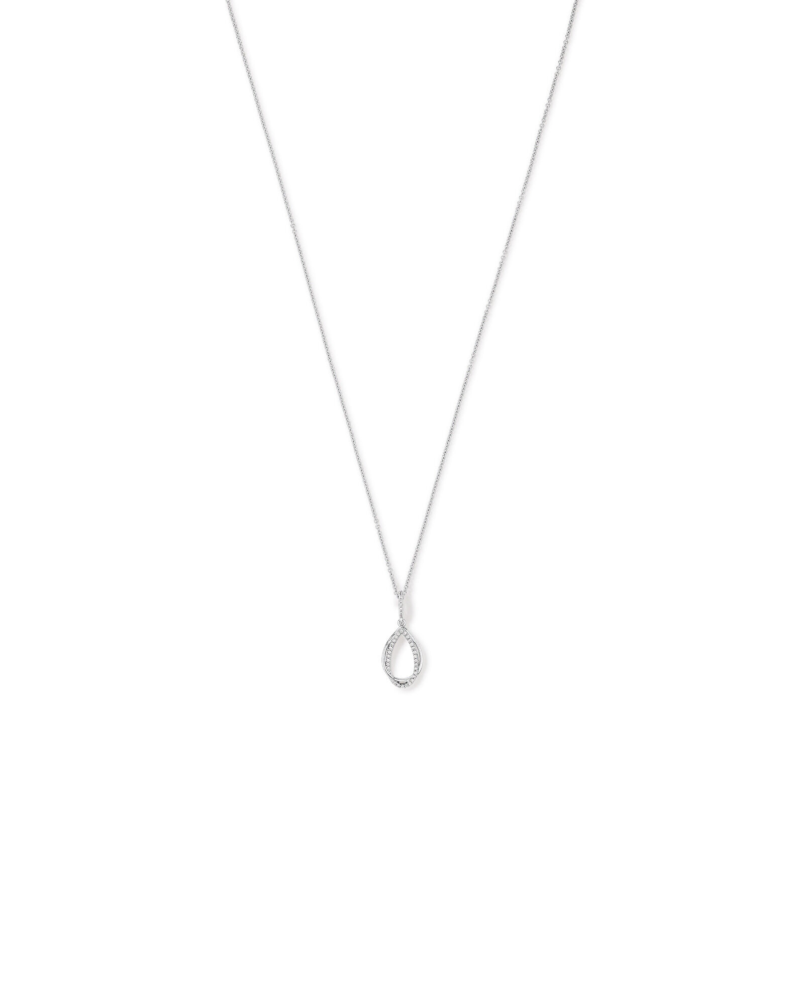 Cubic Zirconia Interlaced Oval Pendant Necklace in Sterling Silver