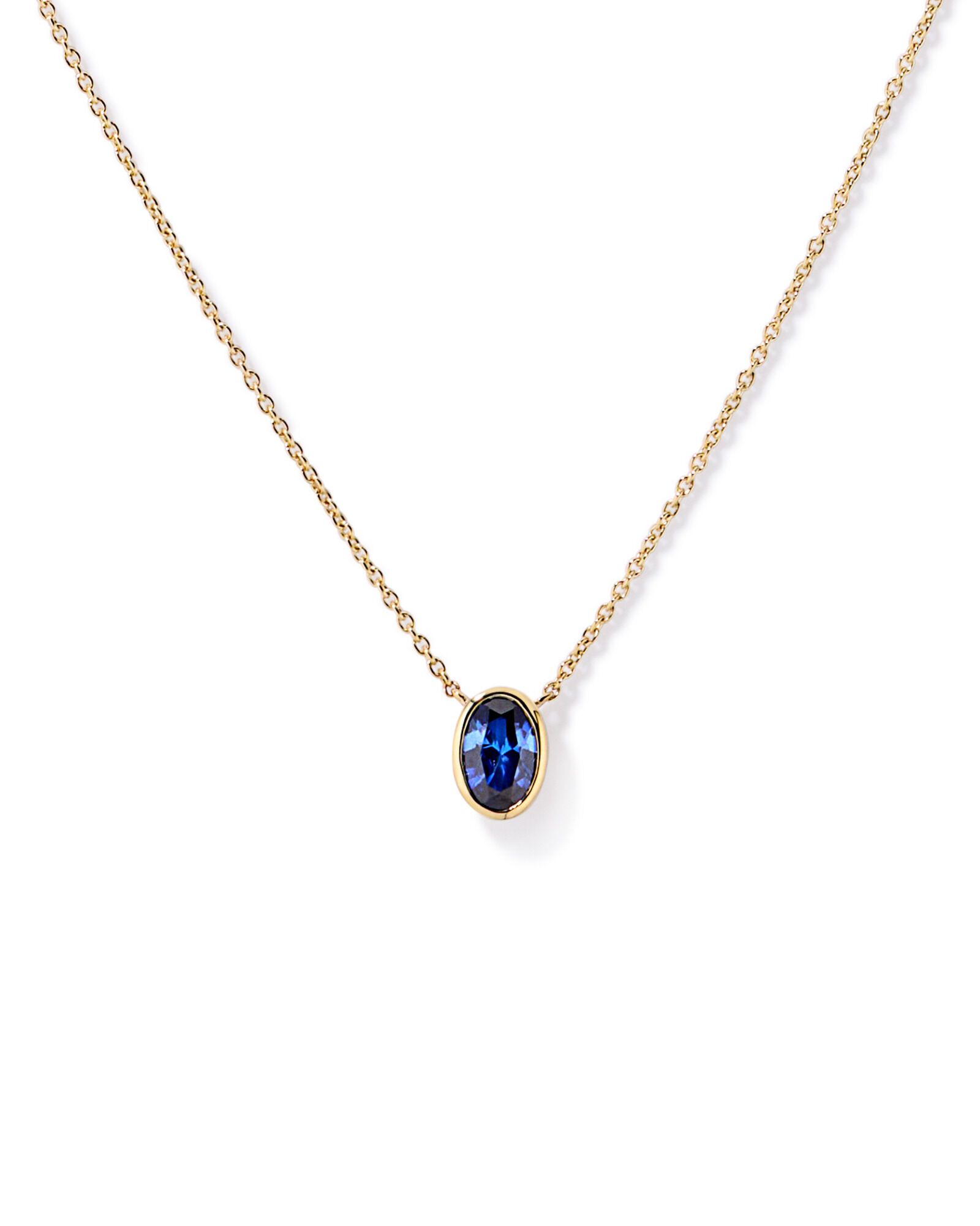 Collier ovale bleu en saphir en or jaune 10 carats