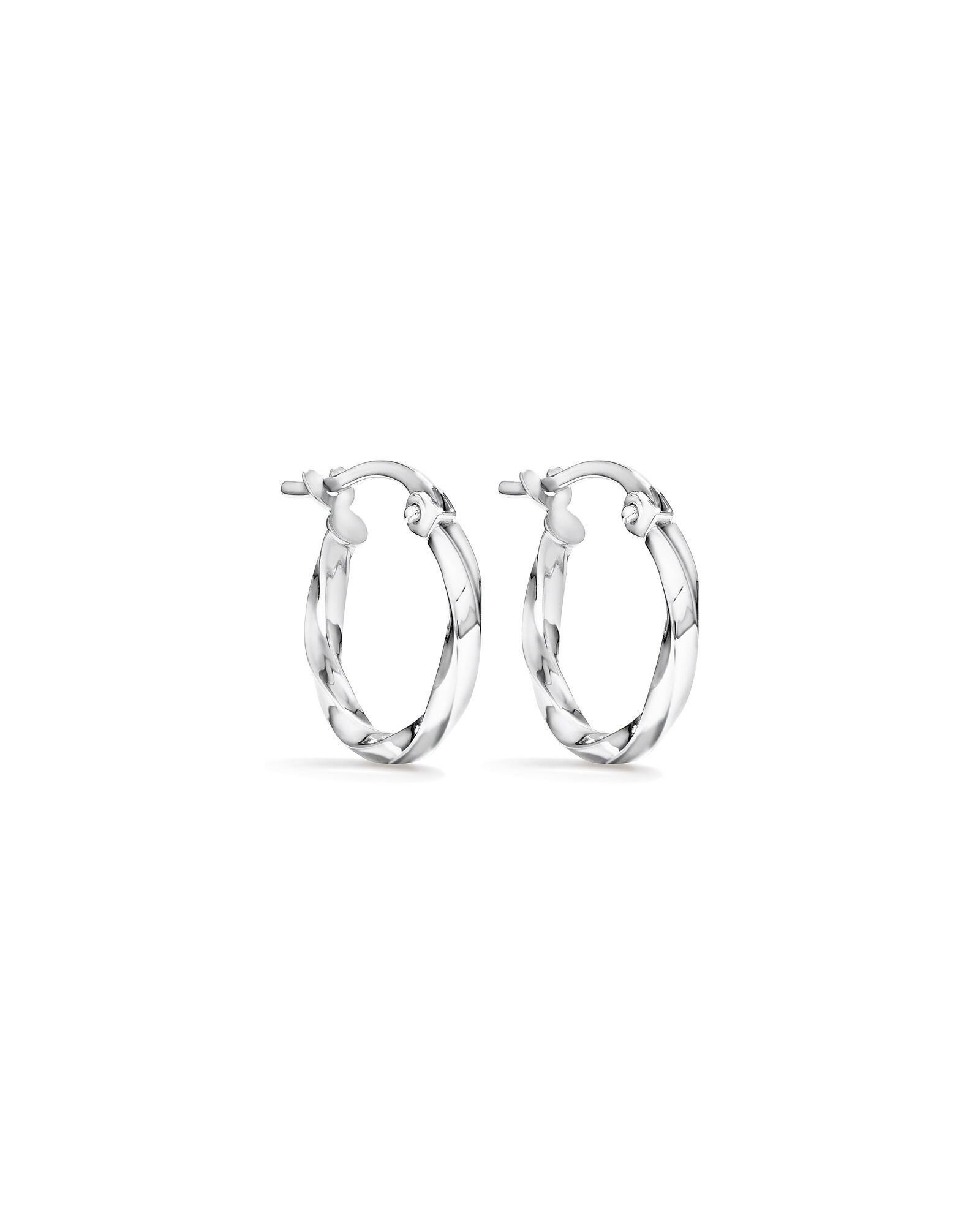 Boucles d'oreilles cr&eacute;oles torsad&eacute;es carr&eacute;es en or blanc 10 carats