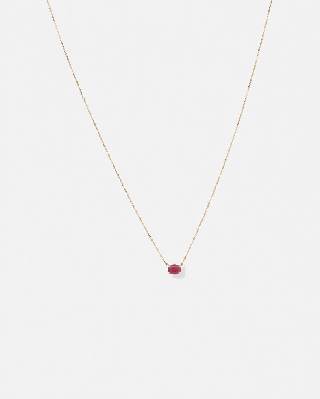 Collier ovale est-ouest Rubis en or jaune 10 ct