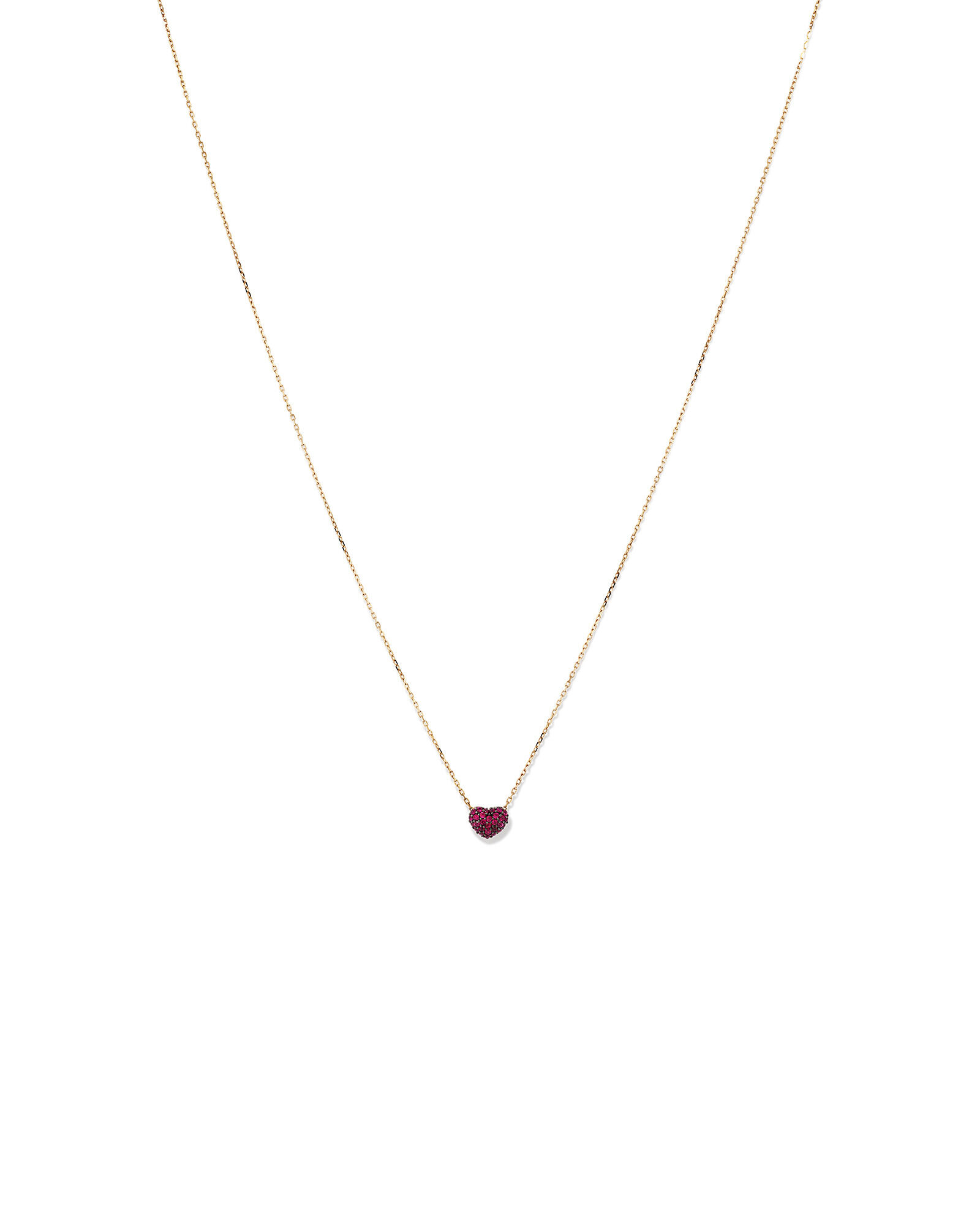 Ruby Pave Heart Pendant in 10kt Yellow Gold