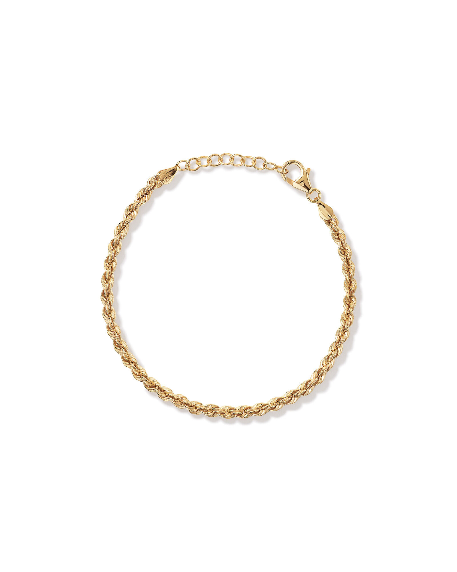 19cm (7.5") 3.3mm Width Semi-Solid Rope Bracelet in 10kt Yellow Gold