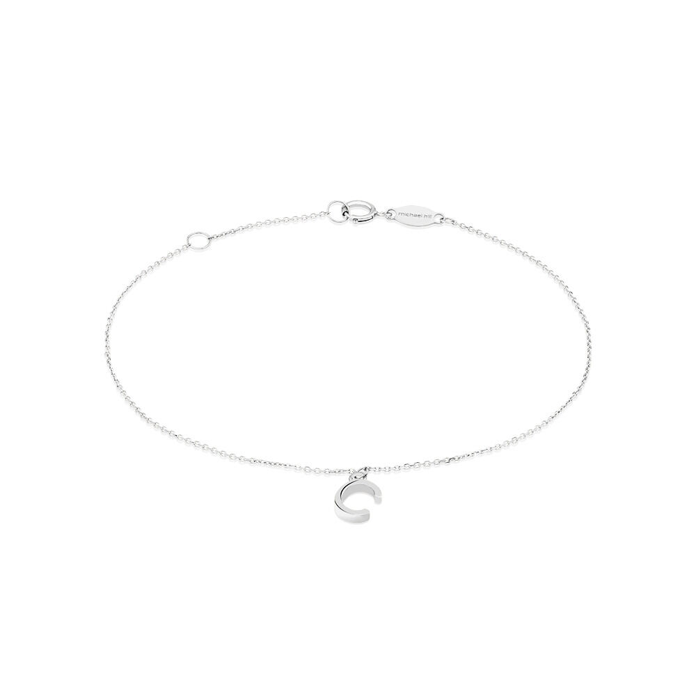 19cm (7.5") C Initial Bracelet in Sterling Silver