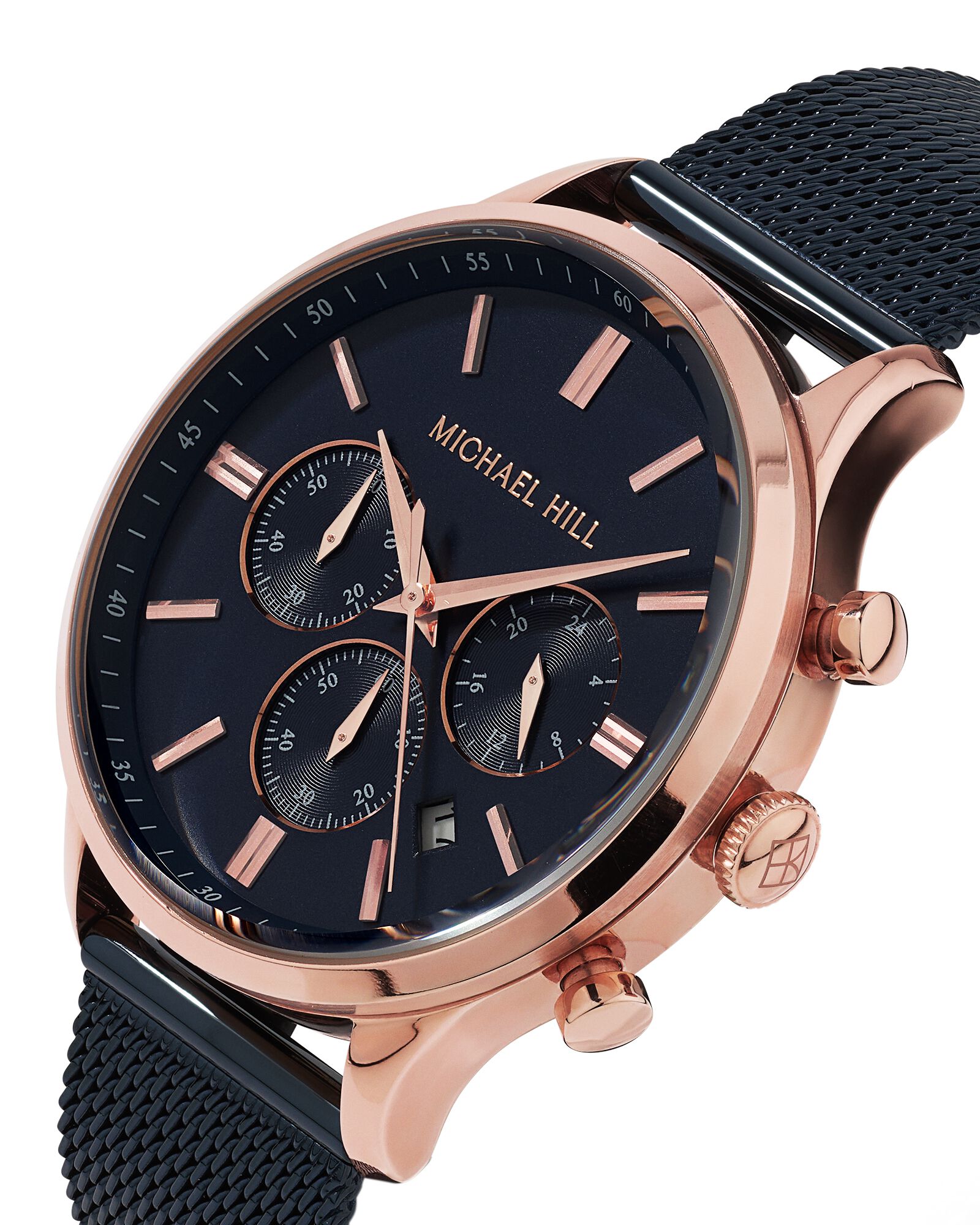 Men's Chronograph Watch in Blue & Rose Tone Stainless Steel