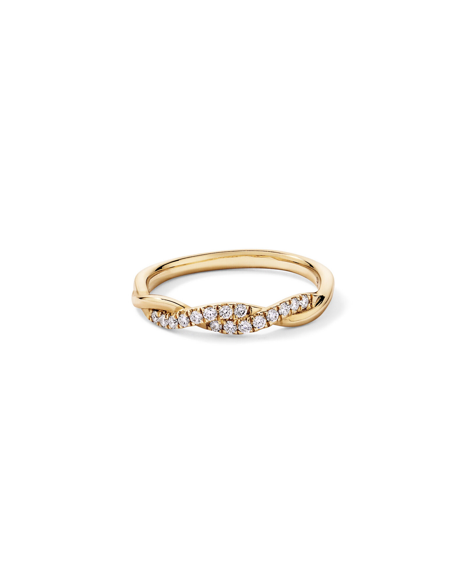 0.16TW Round Brilliant Laboratory-Grown Diamond Twist Wedding Ring in 14kt Yellow Gold