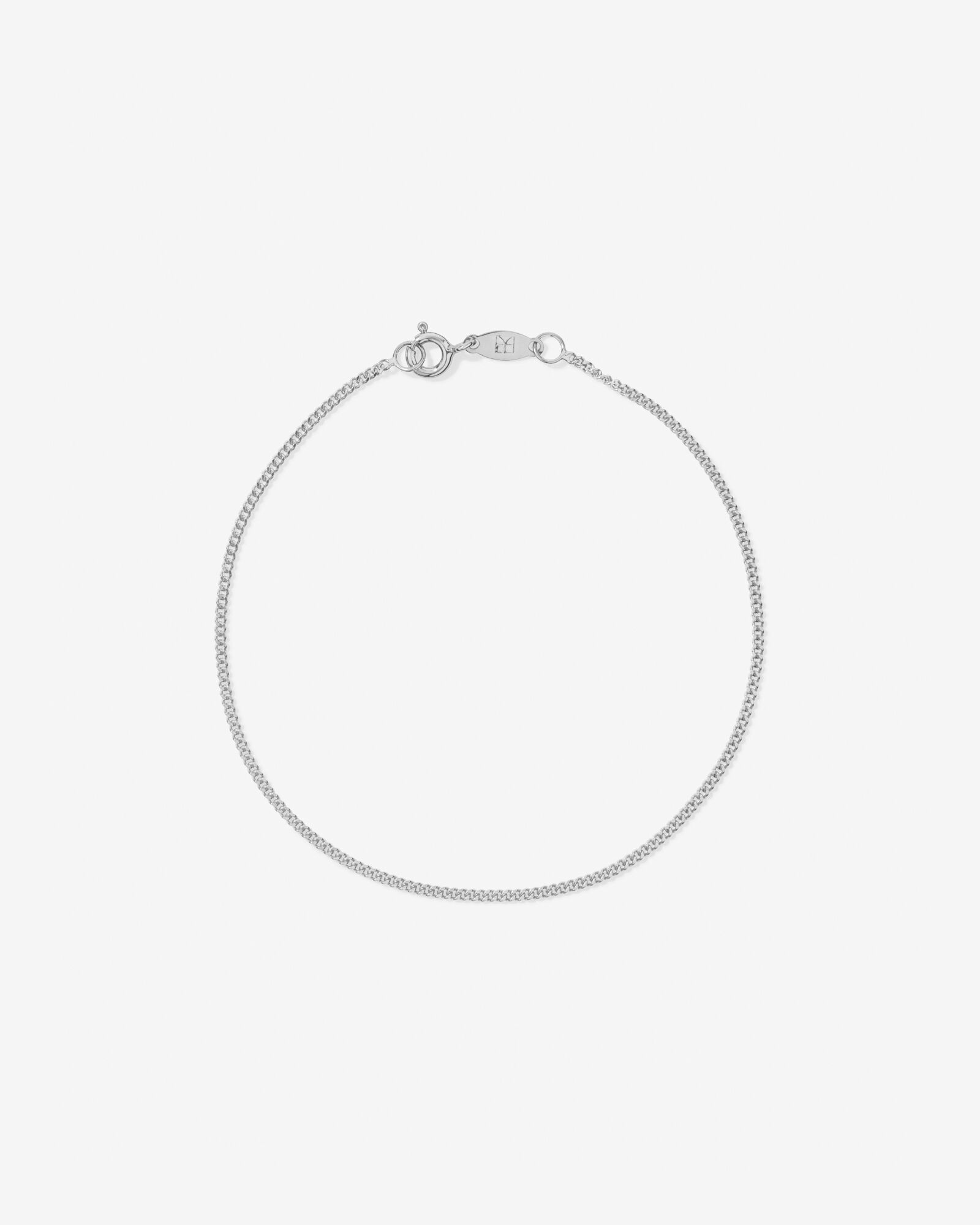 21cm (17") 1.44mm Width Solid Diamond Cut Curb Bracelet in 10kt White Gold