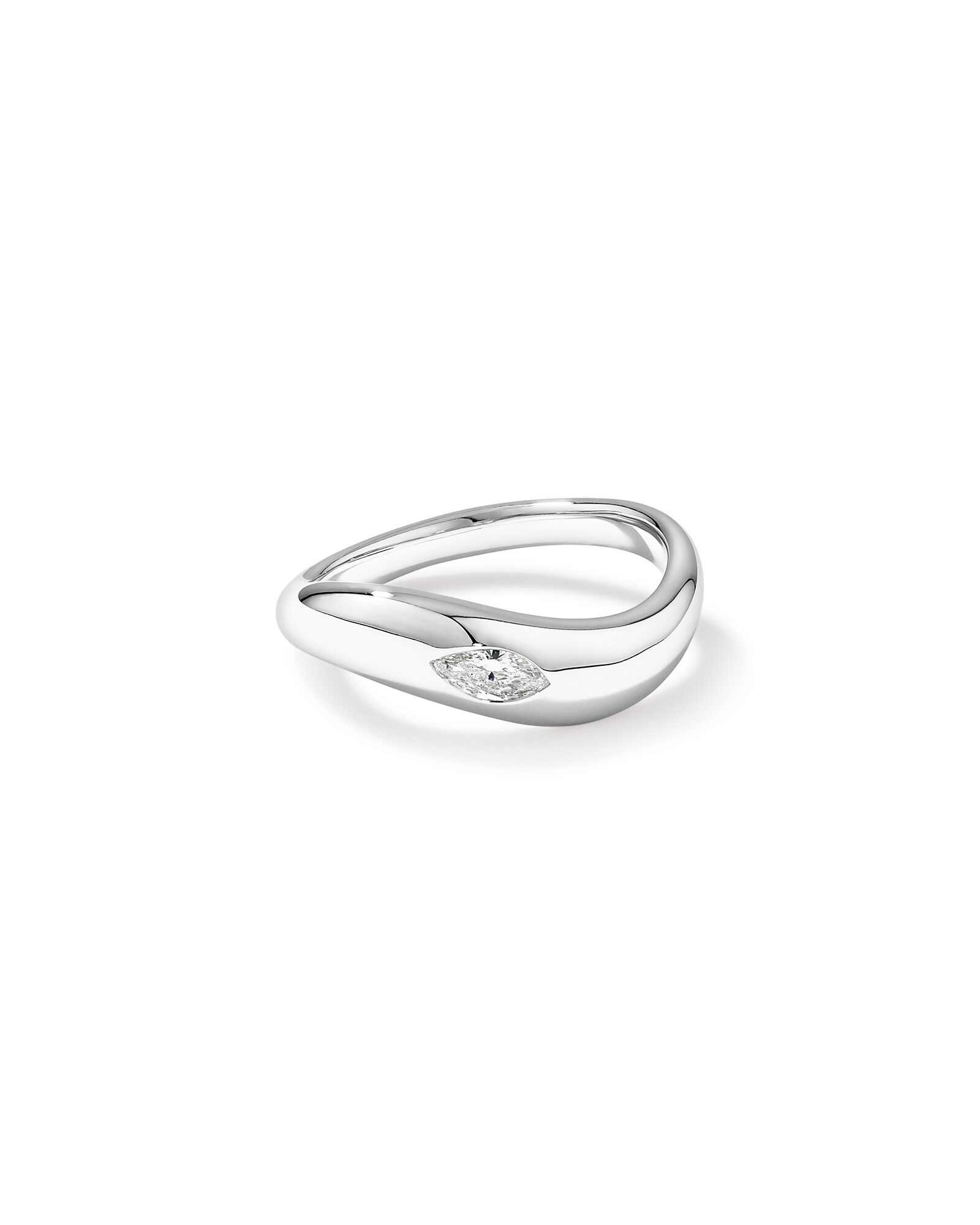 0.20 Carat TW Laboratory-Grown Marquise Diamond Swirl Ring in Sterling Silver