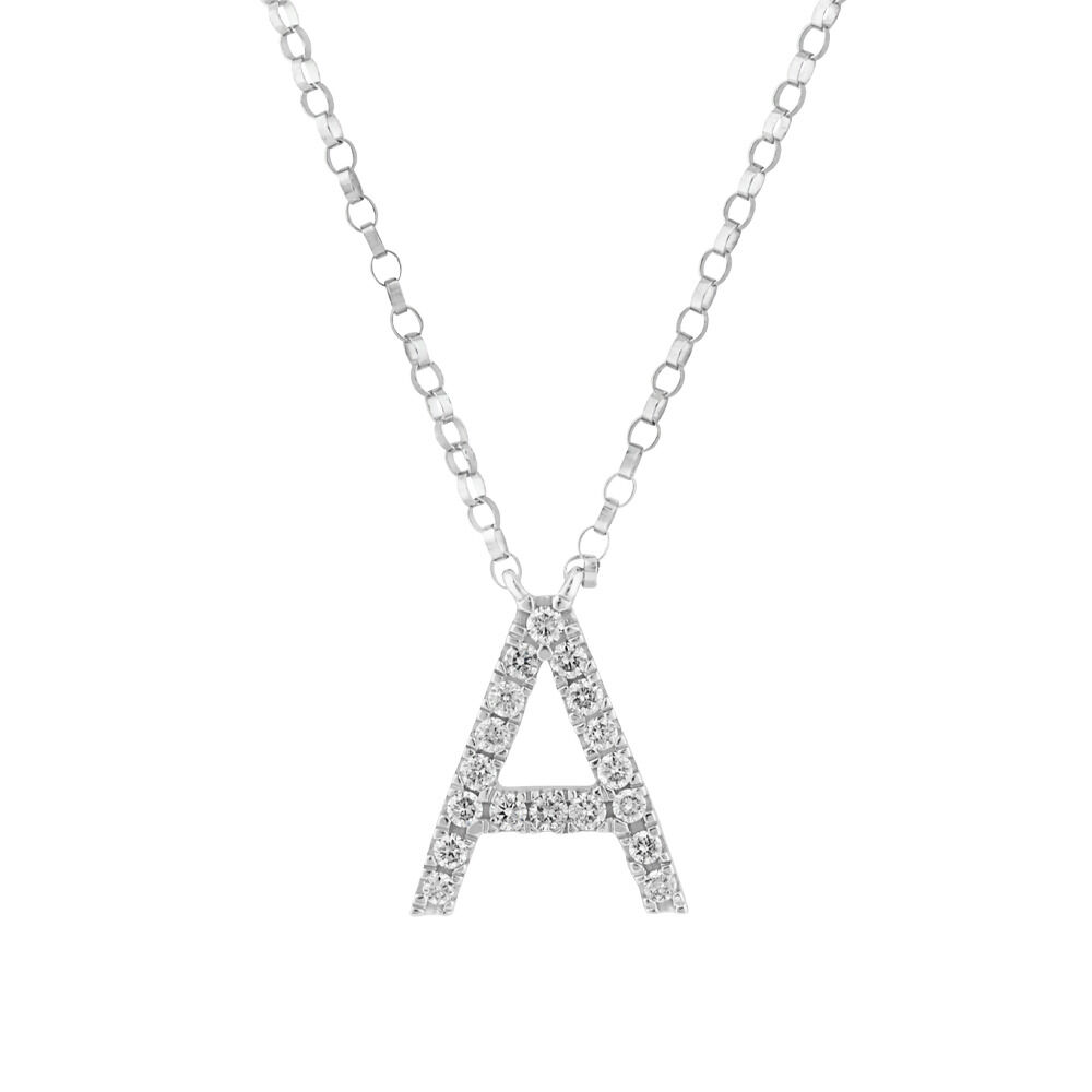 A' Initial necklace with 0.10 Carat TW of Diamonds in 10kt White Gold