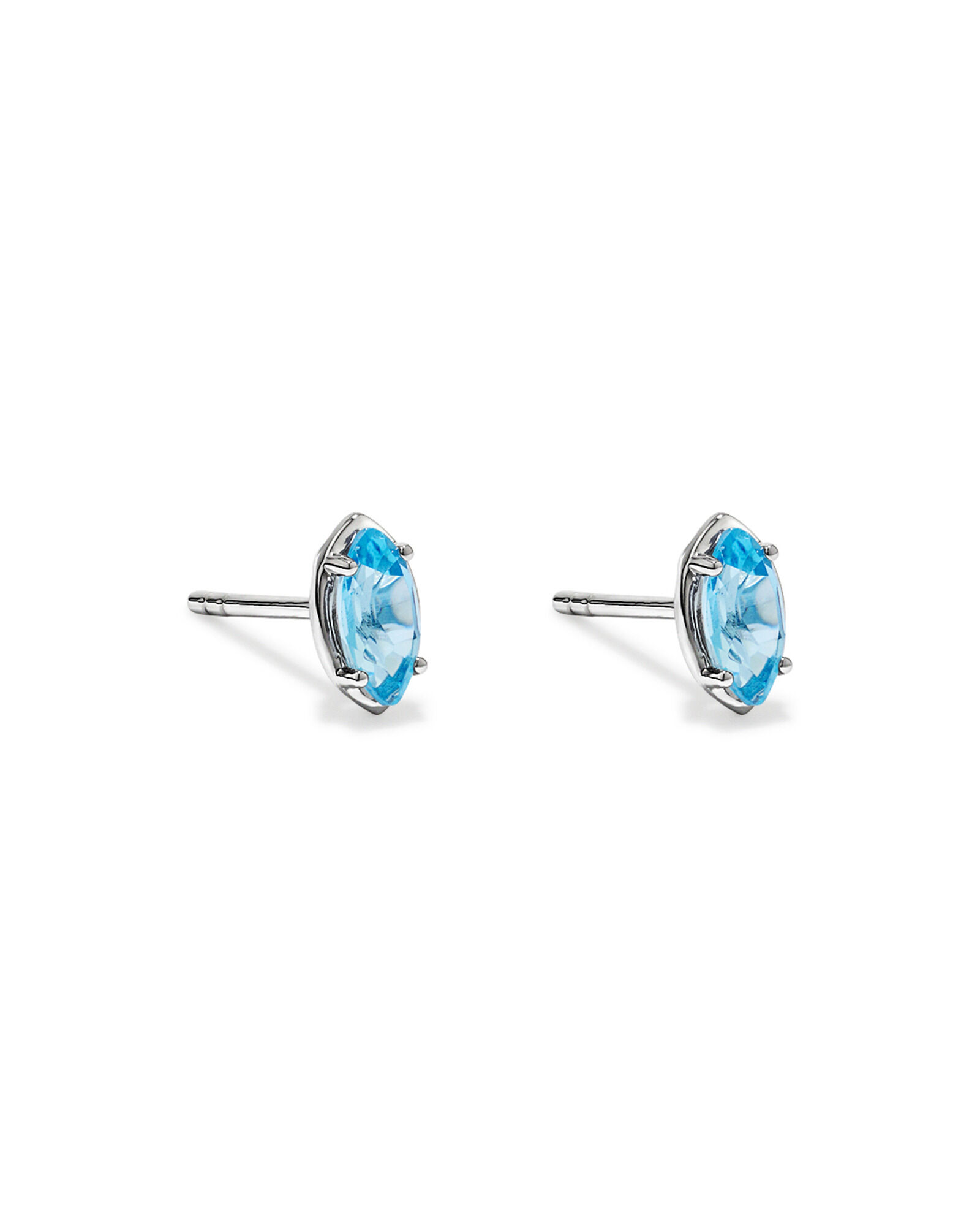Boucles d&rsquo;oreilles en topaze bleu suisse taille marquis en argent sterling