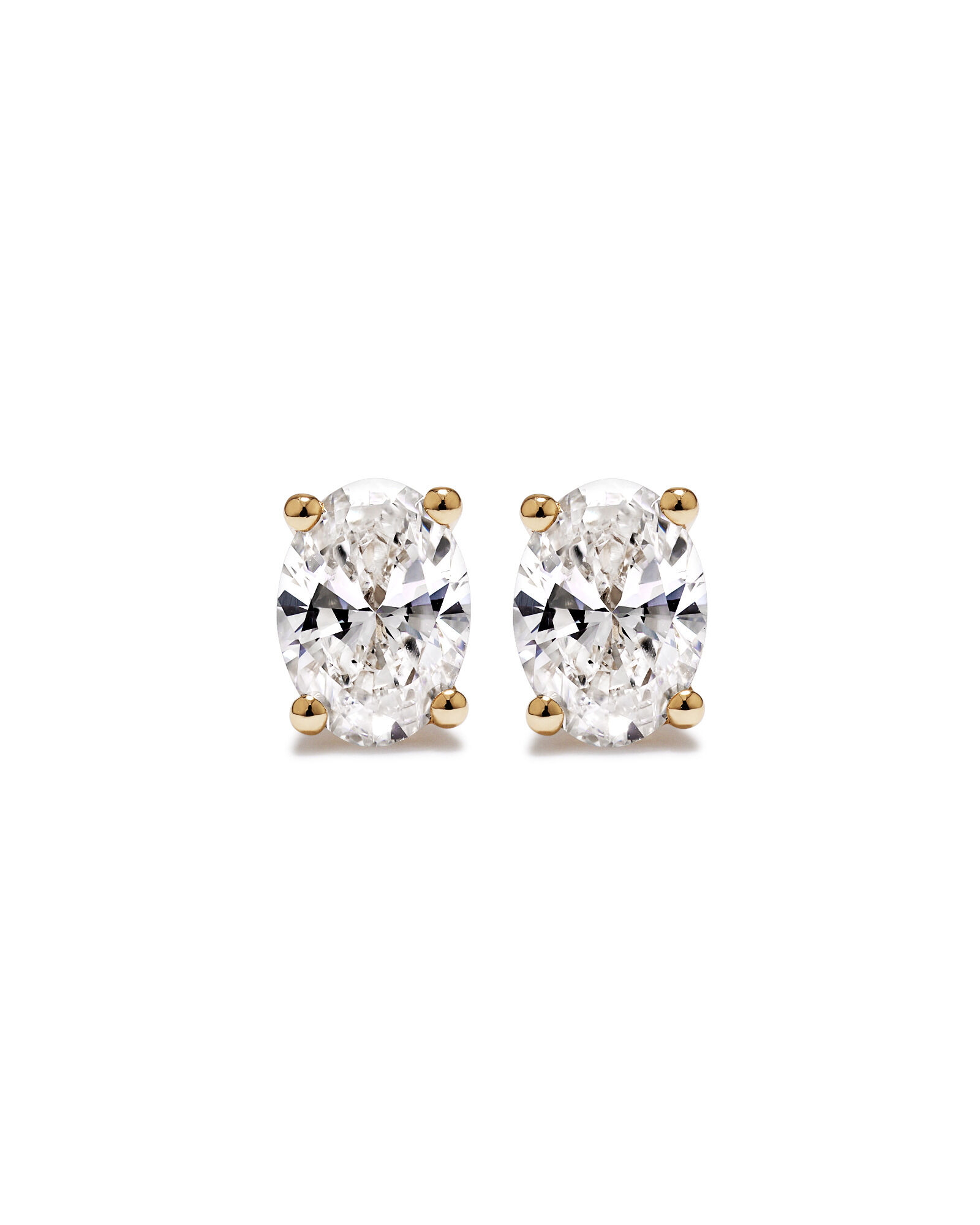 1.00 Carat TW Oval Cut Laboratory-Grown Diamond Solitaire Stud Earrings in 10kt Yellow Gold