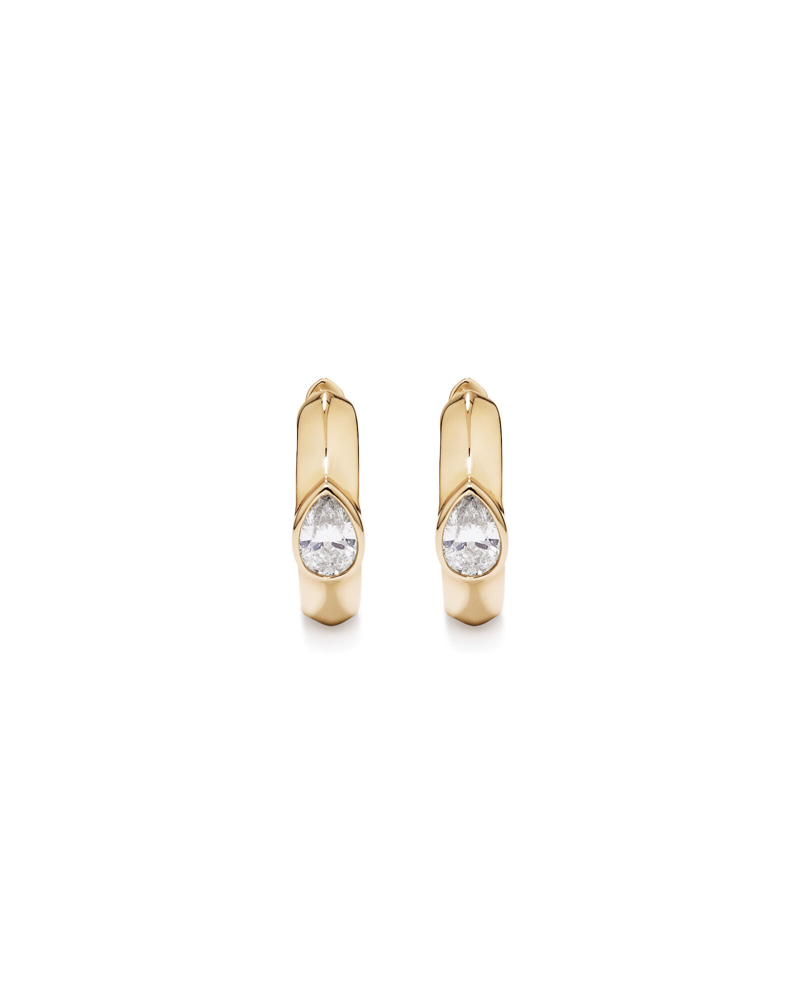 0.50 Carat TW of Laboratory-Grown Pear Cut Diamond Huggie Earrings in 10kt Yellow Gold