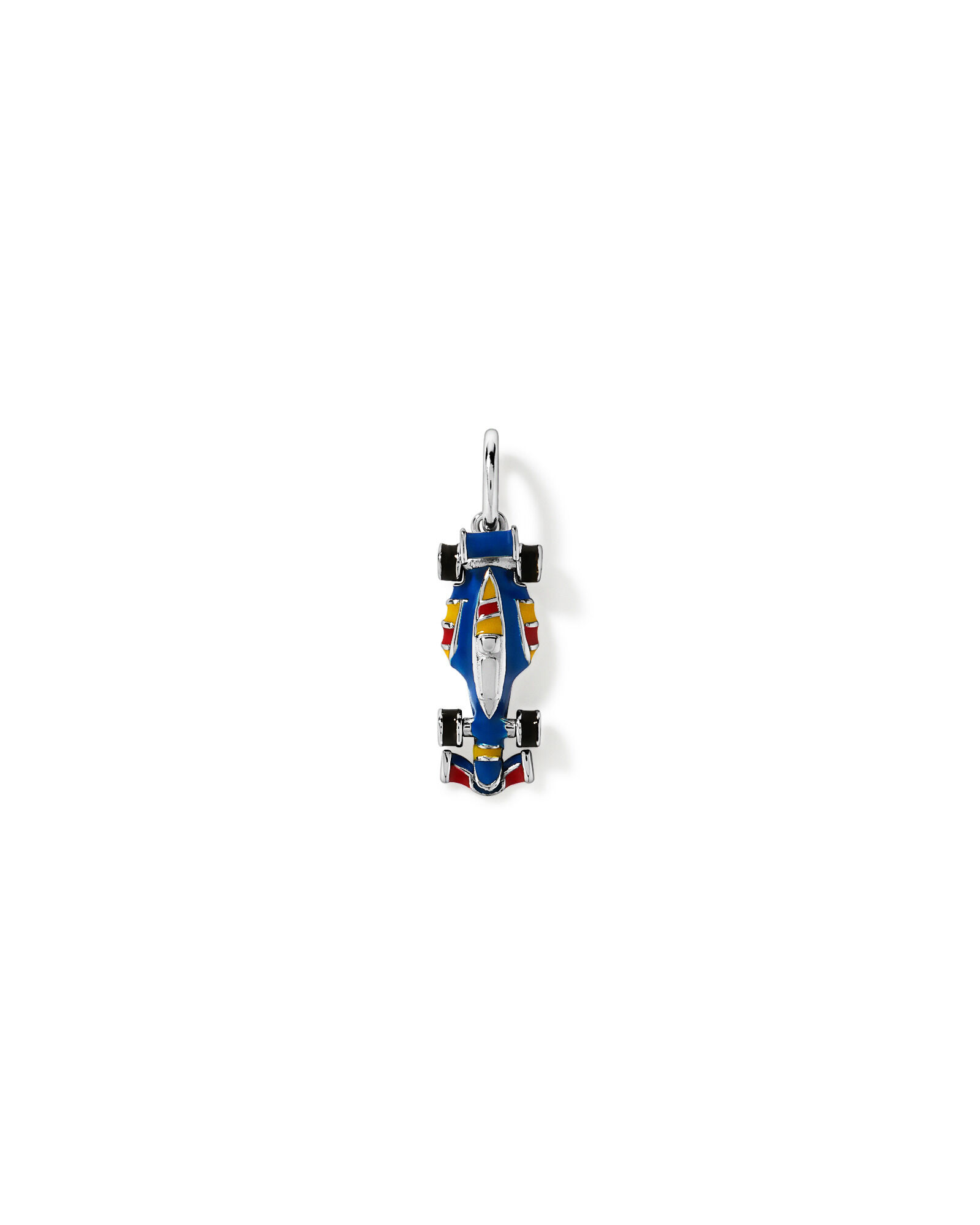 Pendentif voiture de course bleu marine en argent sterling