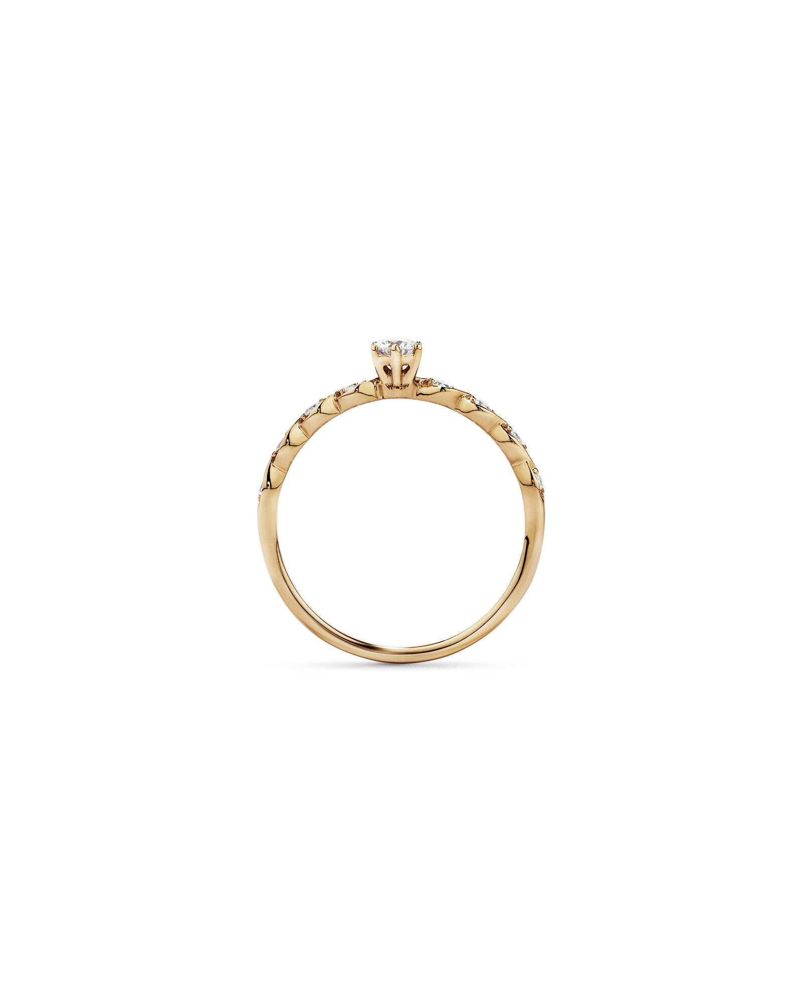 Bague de promesse en or jaune 10 carats avec diamant rond brillant de laboratoire (poids total de 0,17 carat)