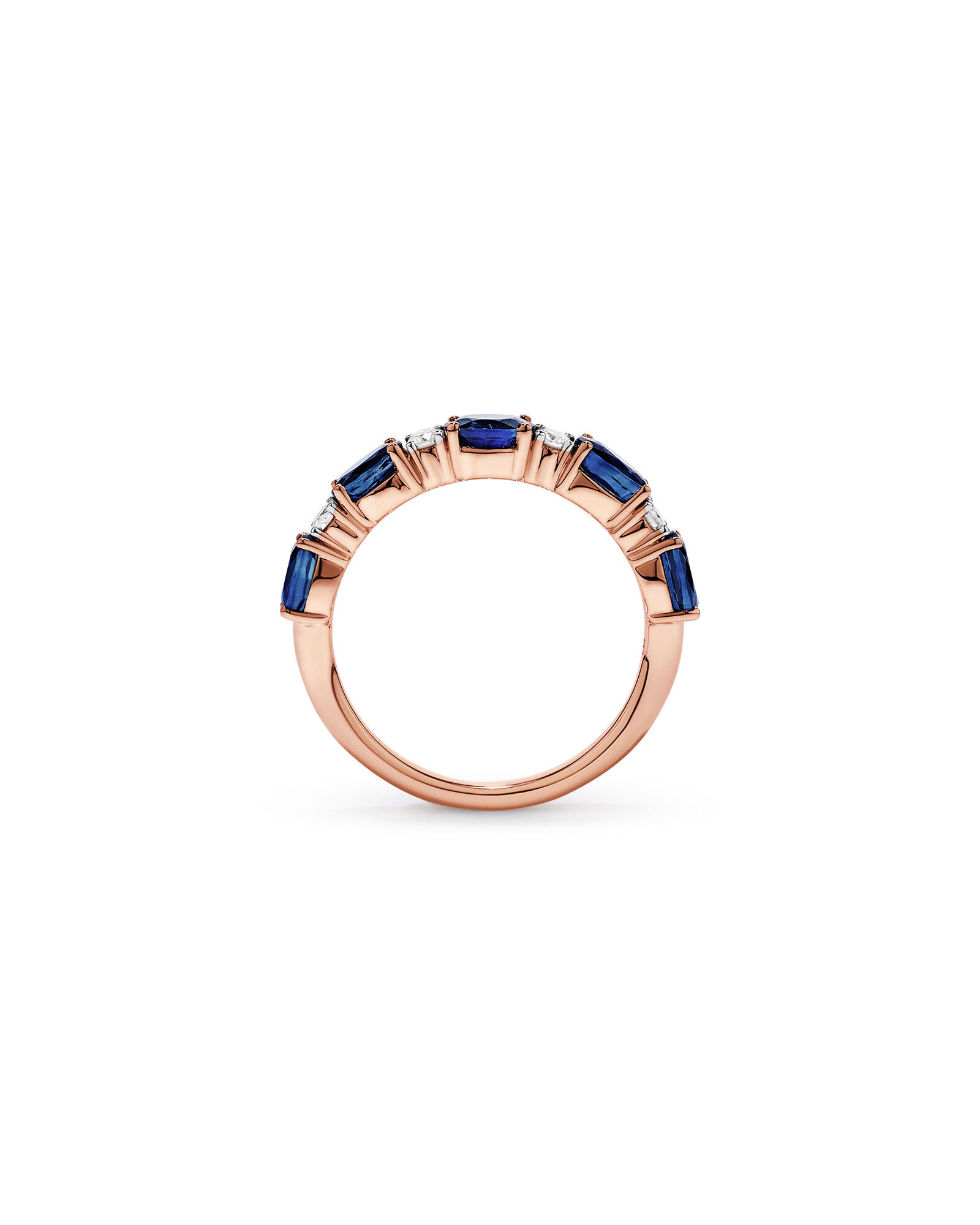 Bague alternative en diamant TW en saphir australien et 0,12 carat en or rose 10 carats
