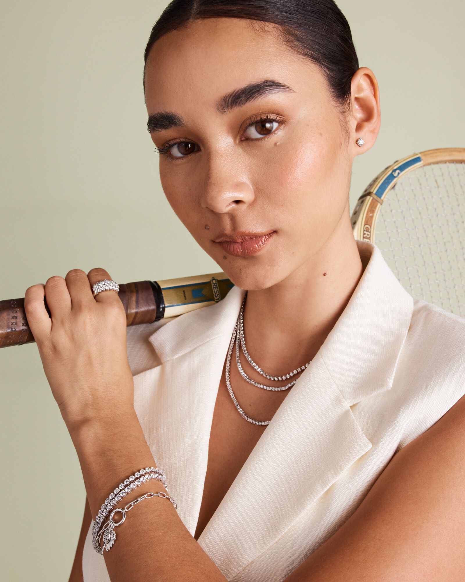 18cm (7") Round Paperclip Open Pendant Bracelet in Sterling Silver