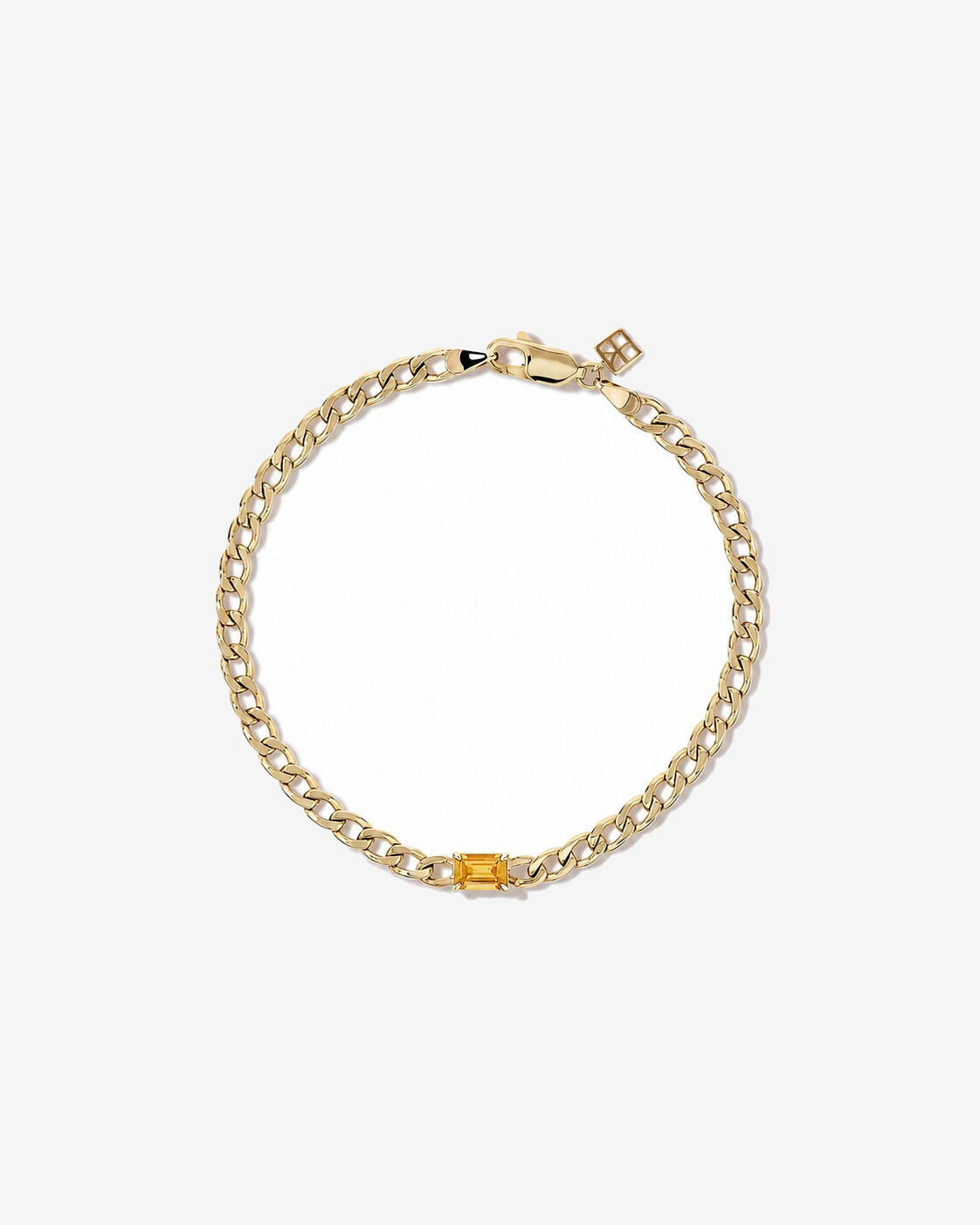 Bracelet &agrave; maillons gourmette en or jaune 10 carats avec citrine