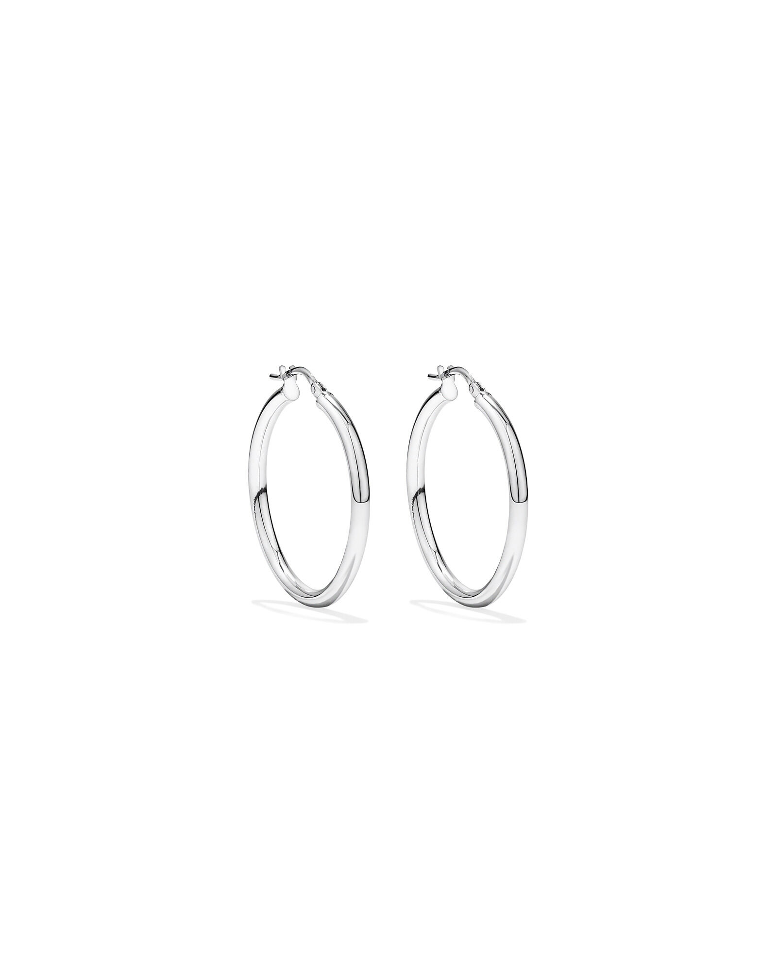 25mm Round Hoop Earrings in Sterling Silver