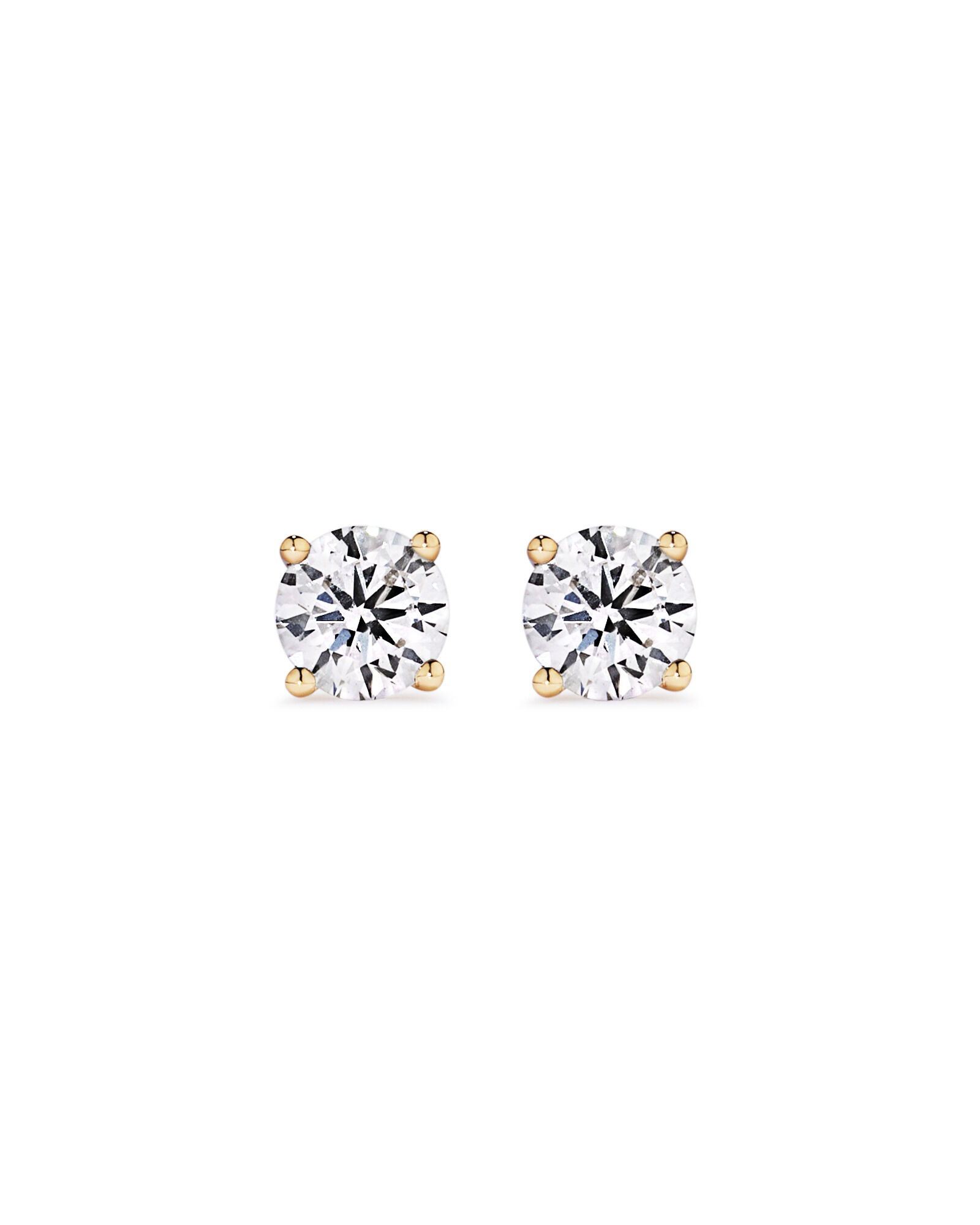 0.60 Carat TW Round Brilliant Laboratory-Grown Diamond Solitaire Stud Earrings in 10kt Yellow Gold