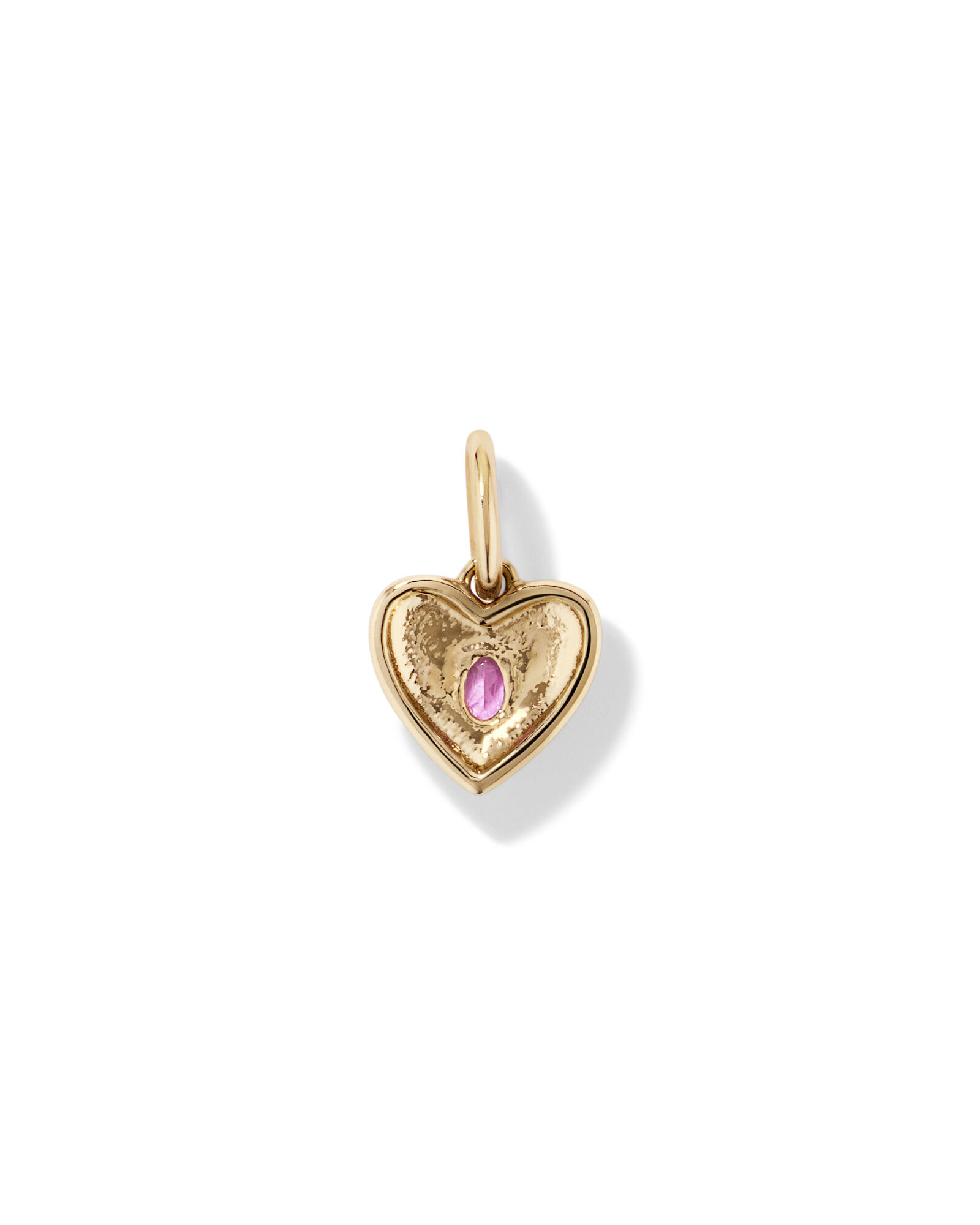 Heart Created Pink Sapphire Pendant in 10kt Yellow Gold