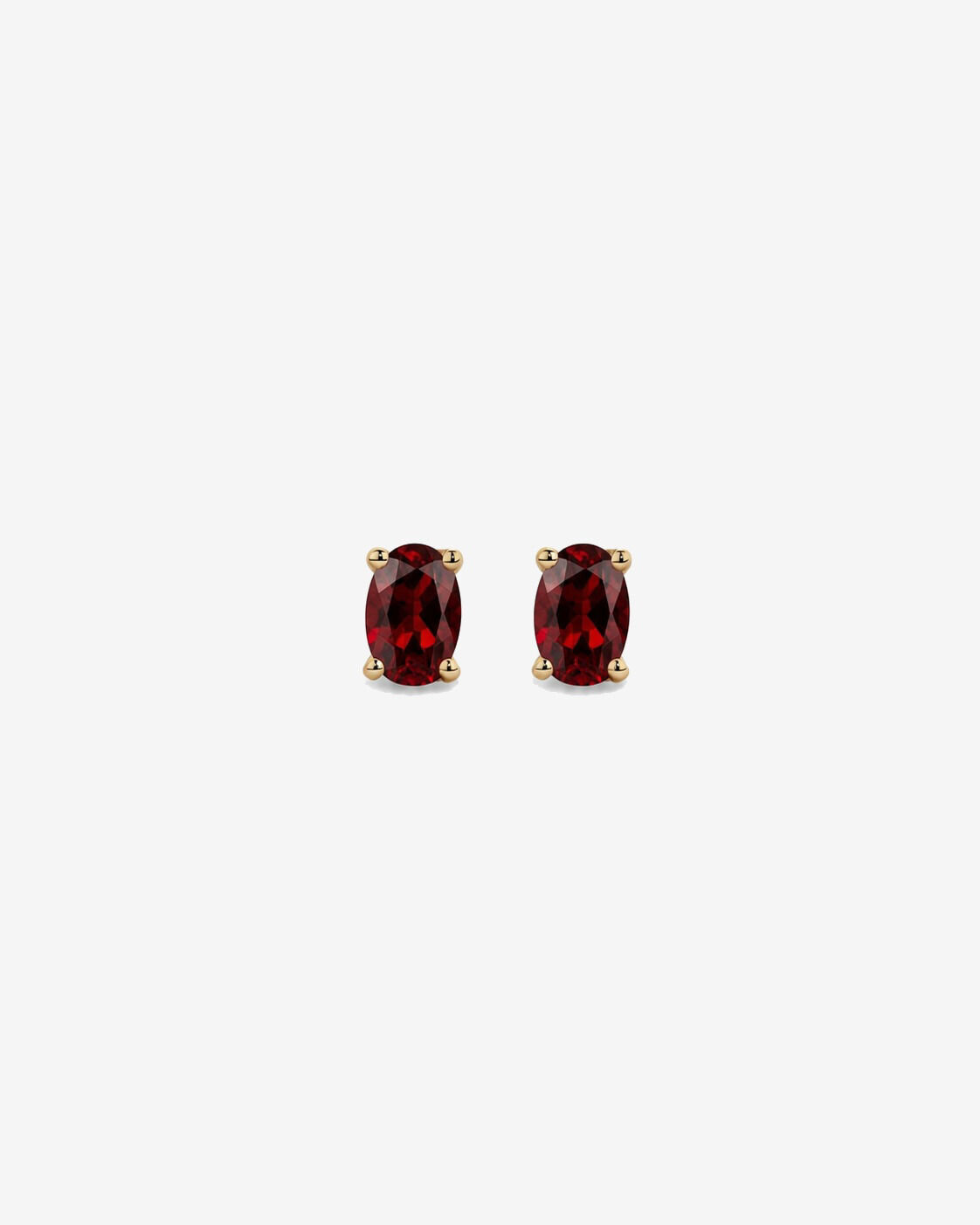 Boucles d'oreilles puces ovales Grenat en or jaune 10 ct