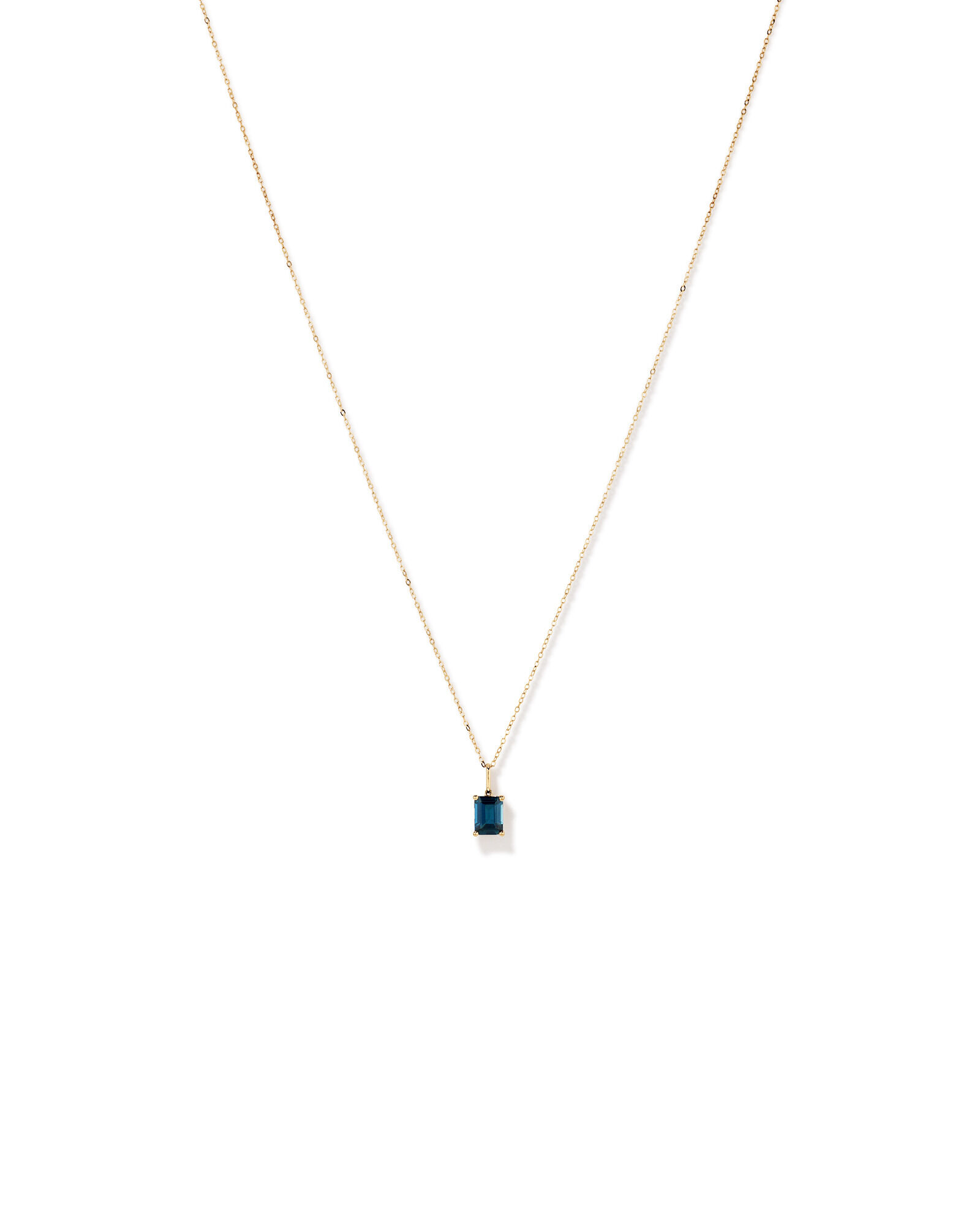 Emerald Cut London Blue Topaz Gemstone Pendant Necklace in 10kt Yellow Gold