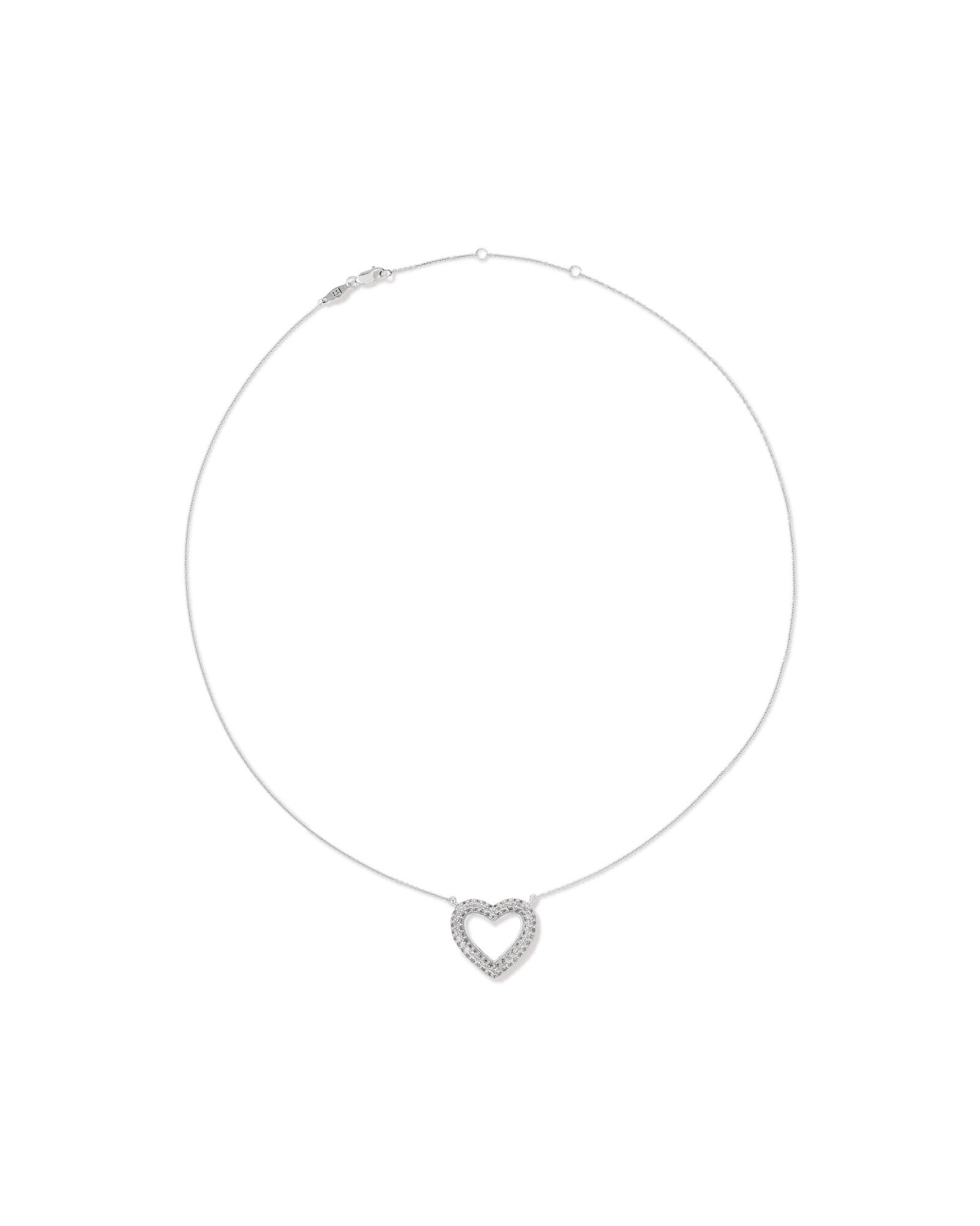 Cubic Zirconia Puff Love Heart Pendant Necklace in Sterling Silver