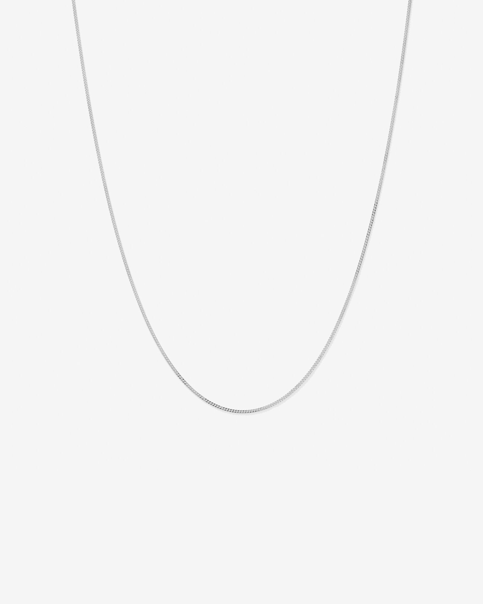 60cm (17") 1.44mm Width Solid Diamond Cut Curb Chain in 10kt White Gold