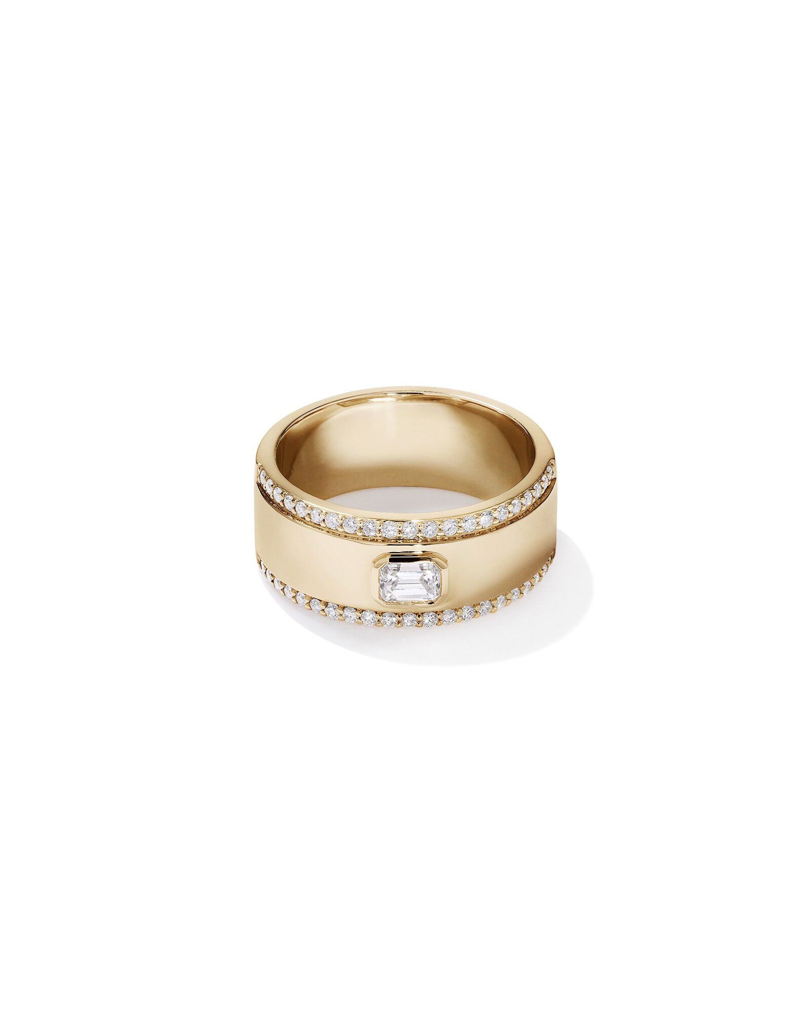 0.50 Carat TW of Laboratory-Grown Emerald & Round Brilliant Diamond Ring in 10kt Yellow Gold