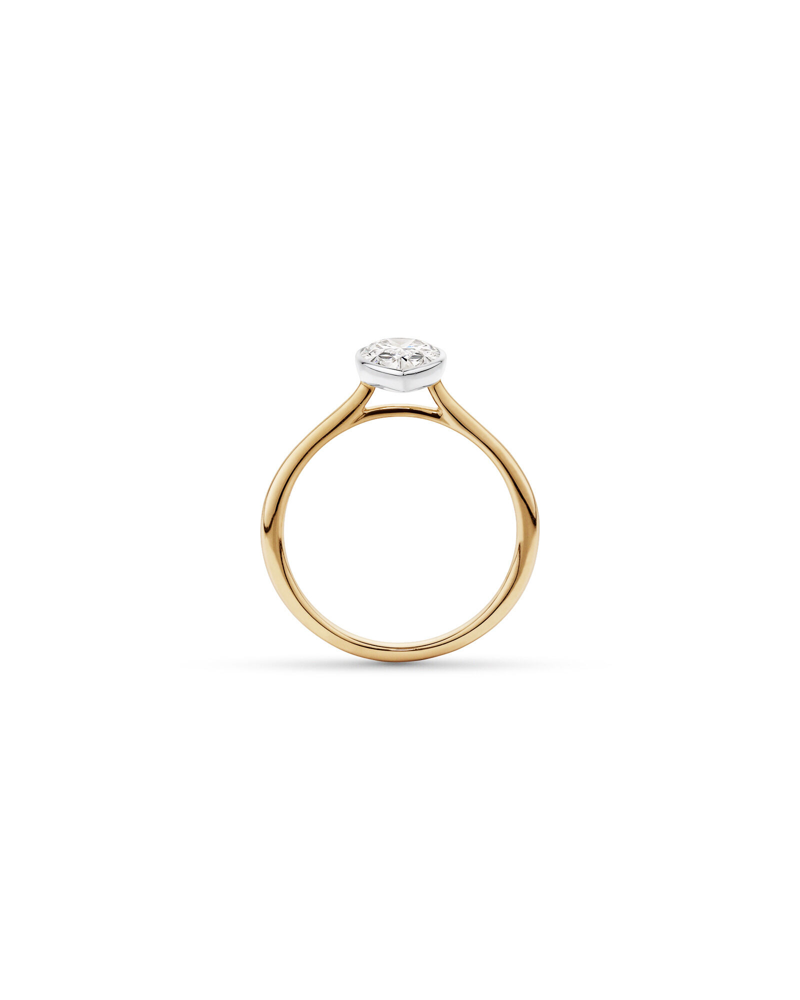 1.25 Carat TW Pear Cut Laboratory-Grown Diamond Solitaire Bezel Set Engagement Ring in 14kt Yellow and White Gold