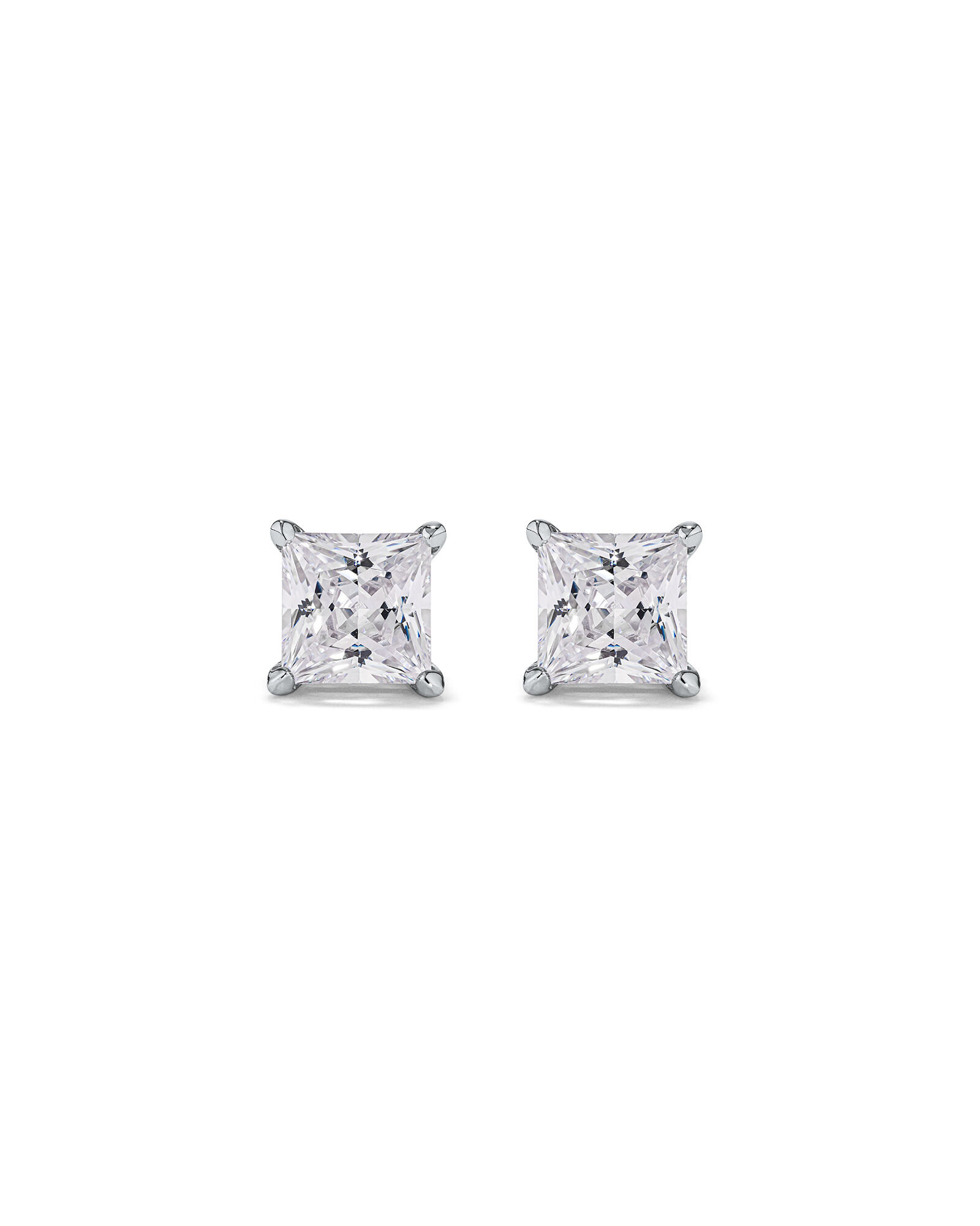 7.5mm Princess Cubic Zirconia Stud Earrings in Sterling Silver
