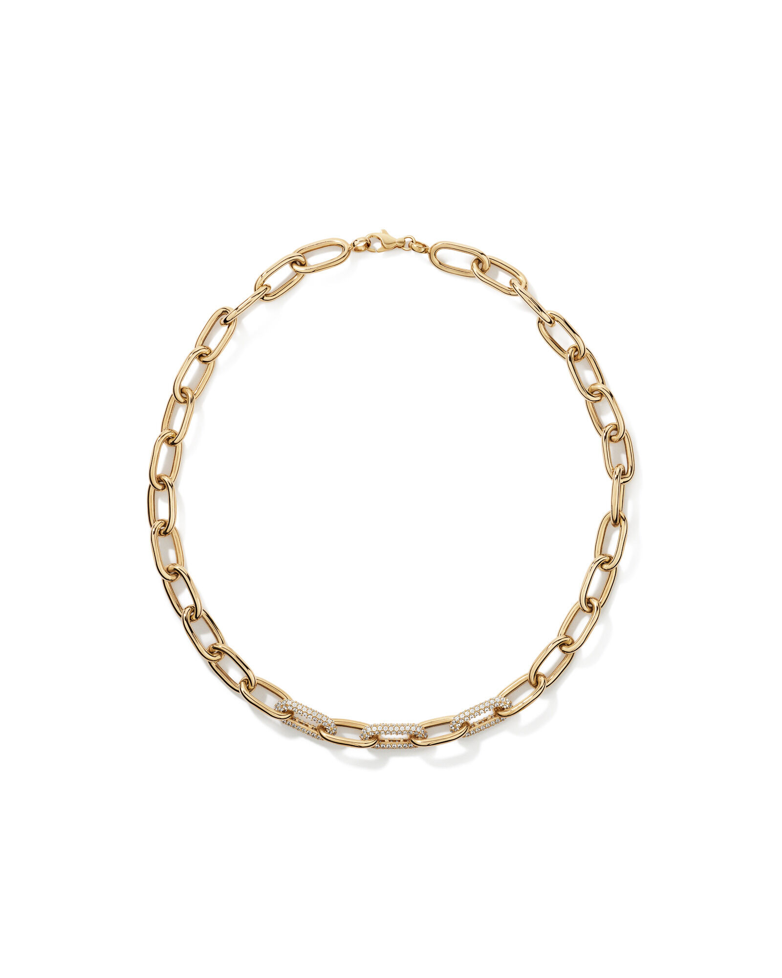 45cm (18") Luxe Link Necklace with Cubic Zirconia in 18kt Vermeil