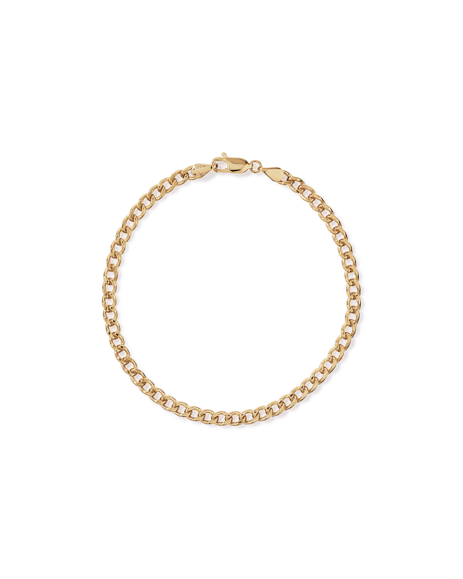 19cm (20") 3.75mm Width Semi Solid Diamond Cut Curb Bracelet in 10kt Yellow Gold