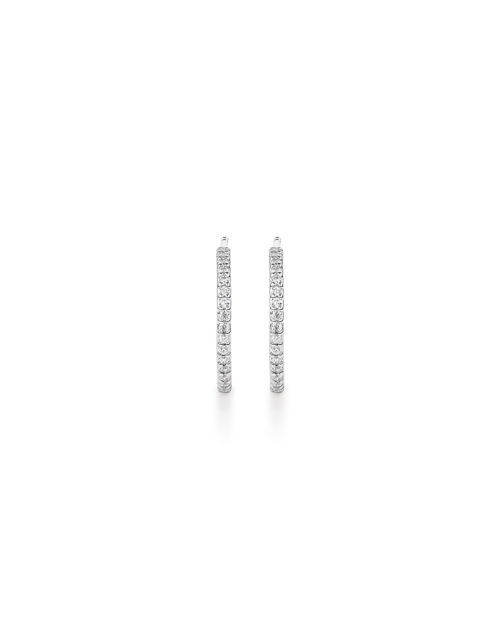 Half Hoop Stud Earrings with Cubic Zirconia in Sterling Silver