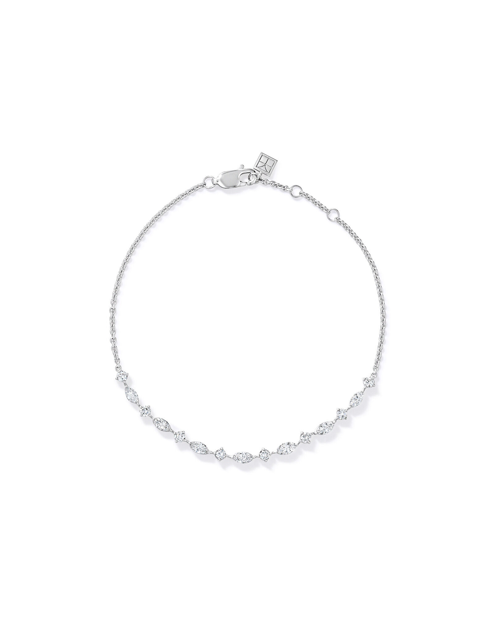 1.10TW Marquise & Round Brilliant Lab Tennis Bracelet Silver