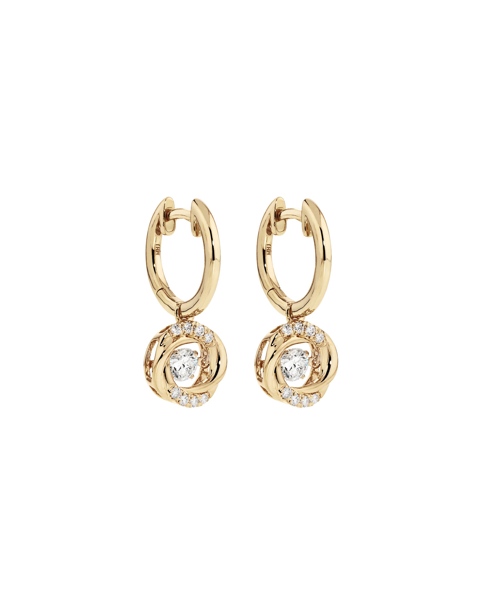 Lume Lab Swirl Huggie Earrings with 0.60 Carat TW of Laboratory-Grown Diamonds in 10kt Yellow Gold