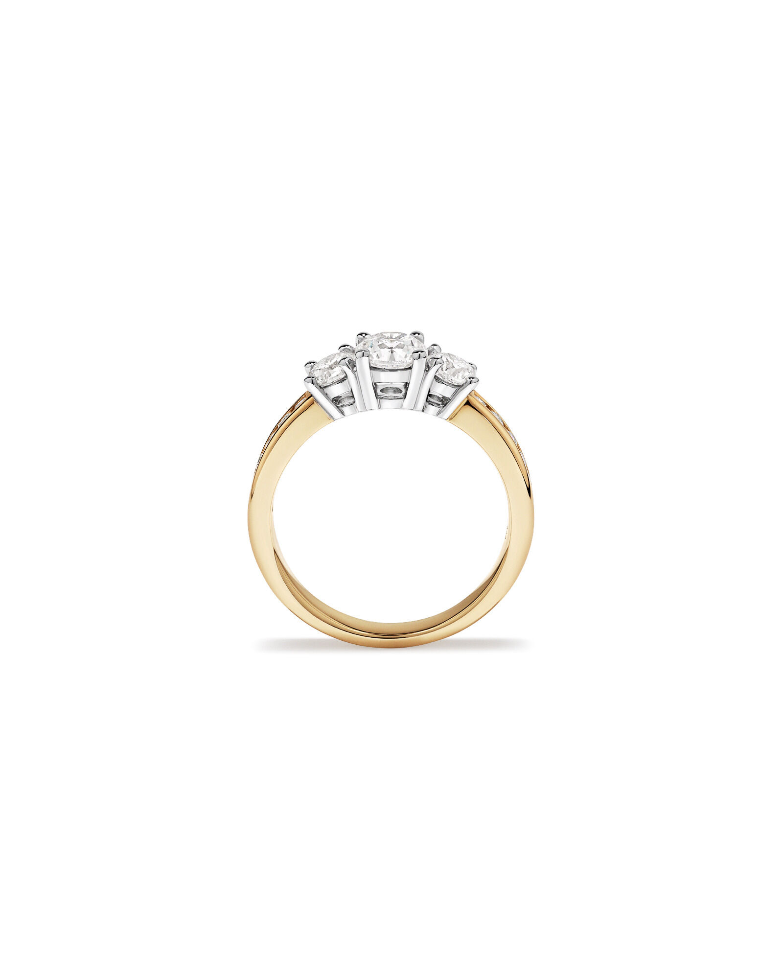 1.50 Carat TW 3 Stone Signature 101 Diamond Ring in 14kt Yellow and White Gold