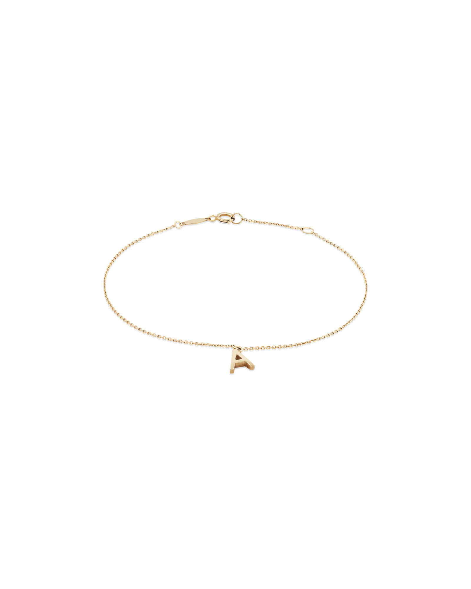 19cm (7.5") A Initial Bracelet in 10kt Yellow Gold
