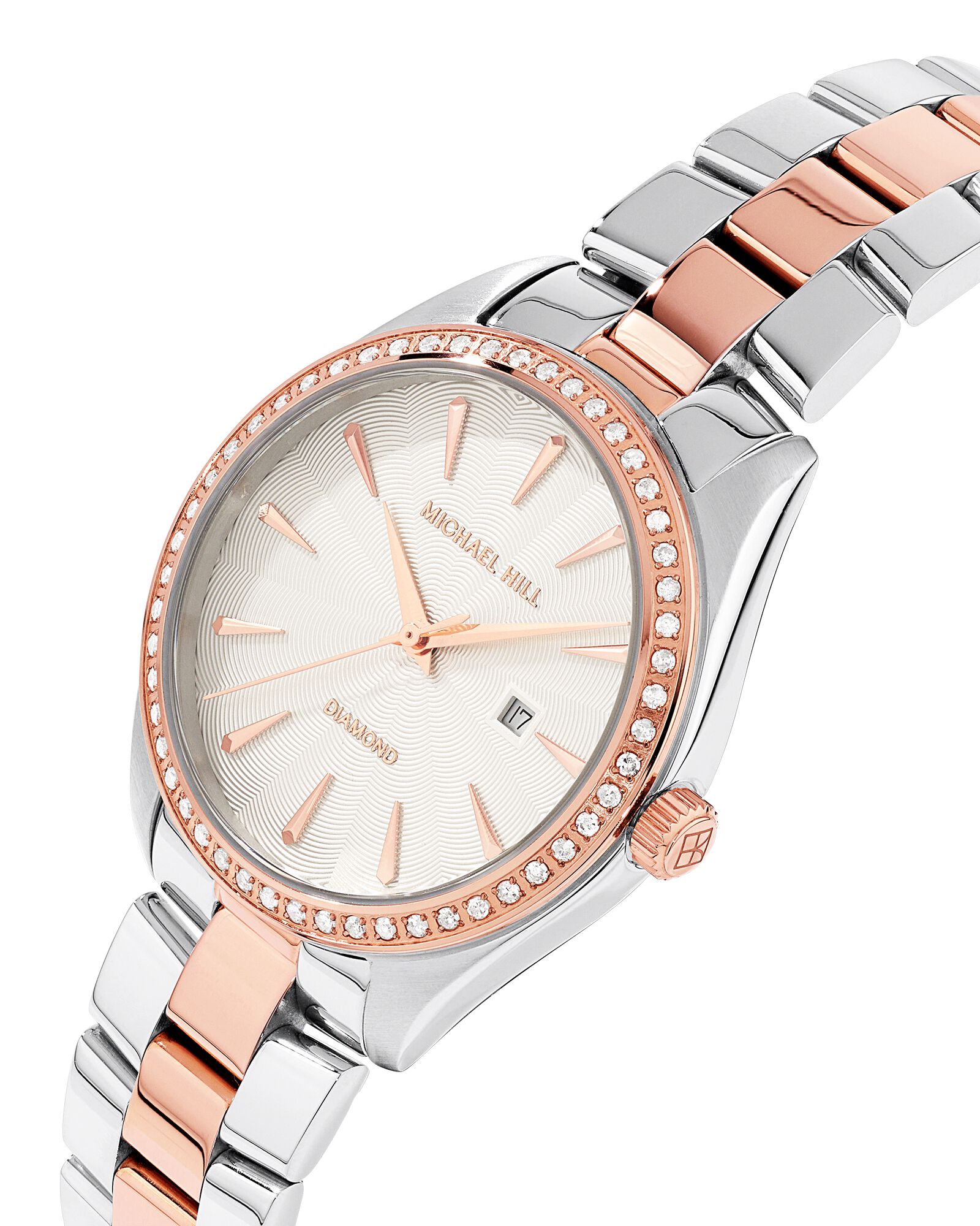 Two-Tone Women's 0.60 Carat TW Diamond Quartz Watch in Rose Gold Tone Stainless Steel